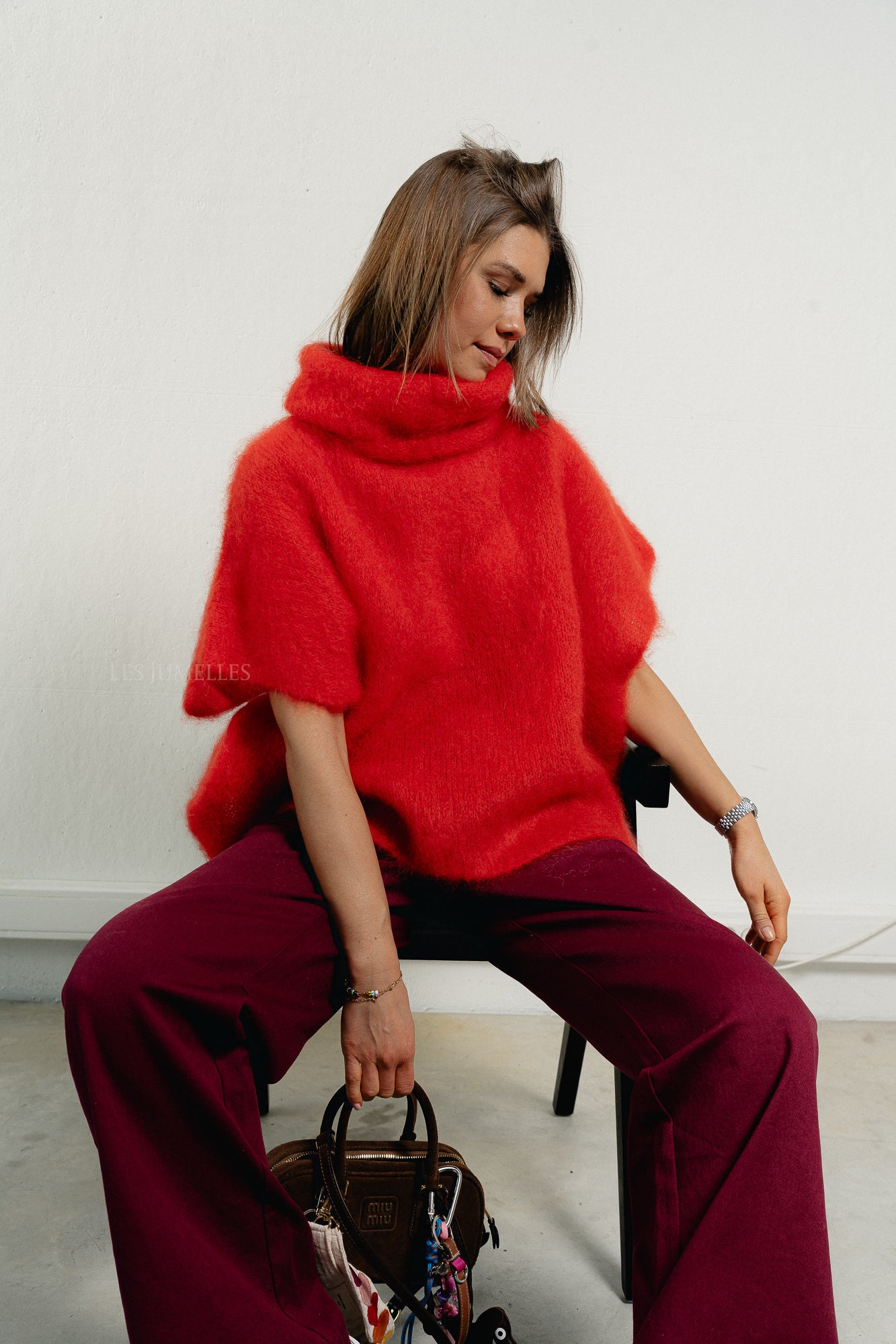 Manon roll neck jumper red