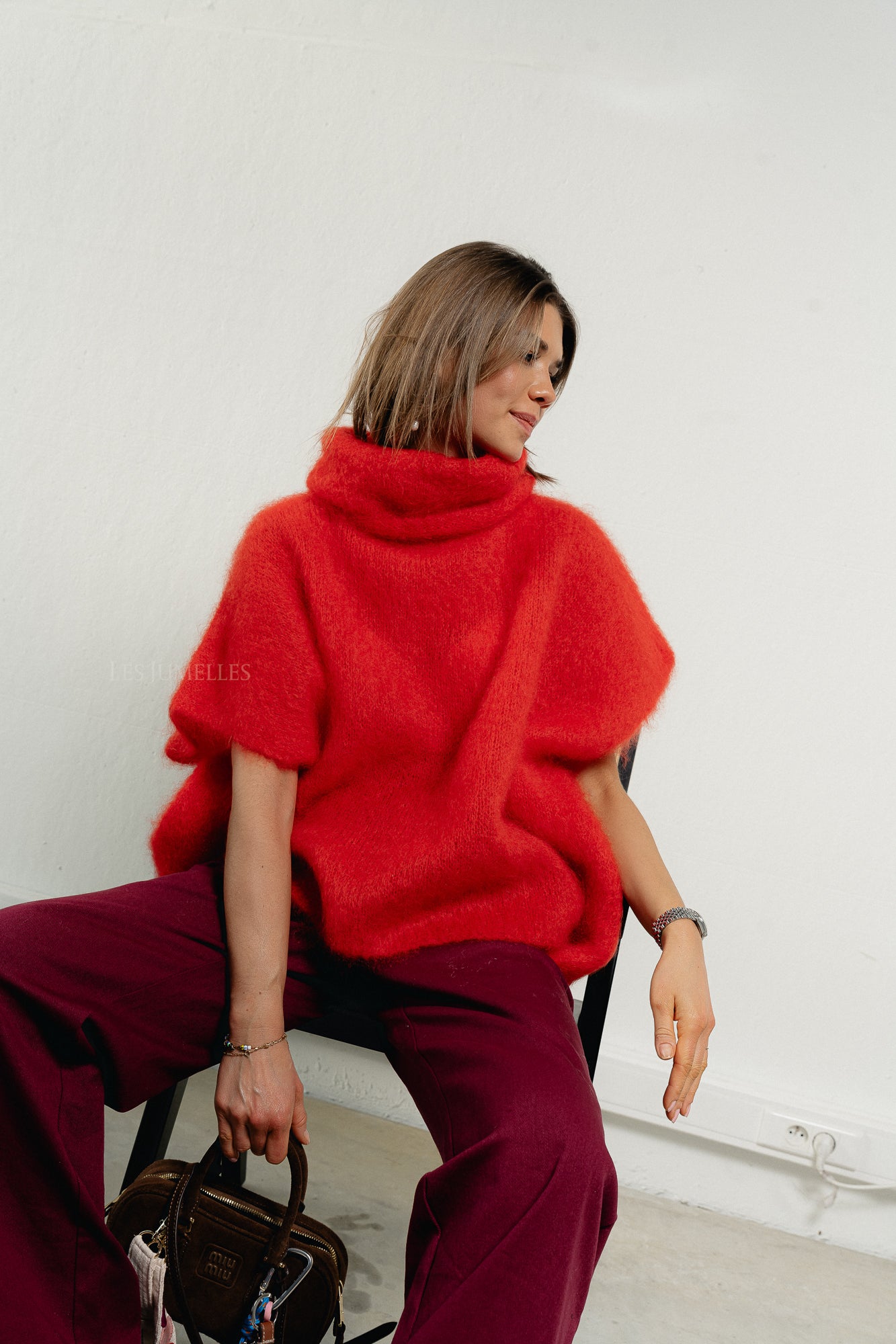 Manon roll neck jumper red