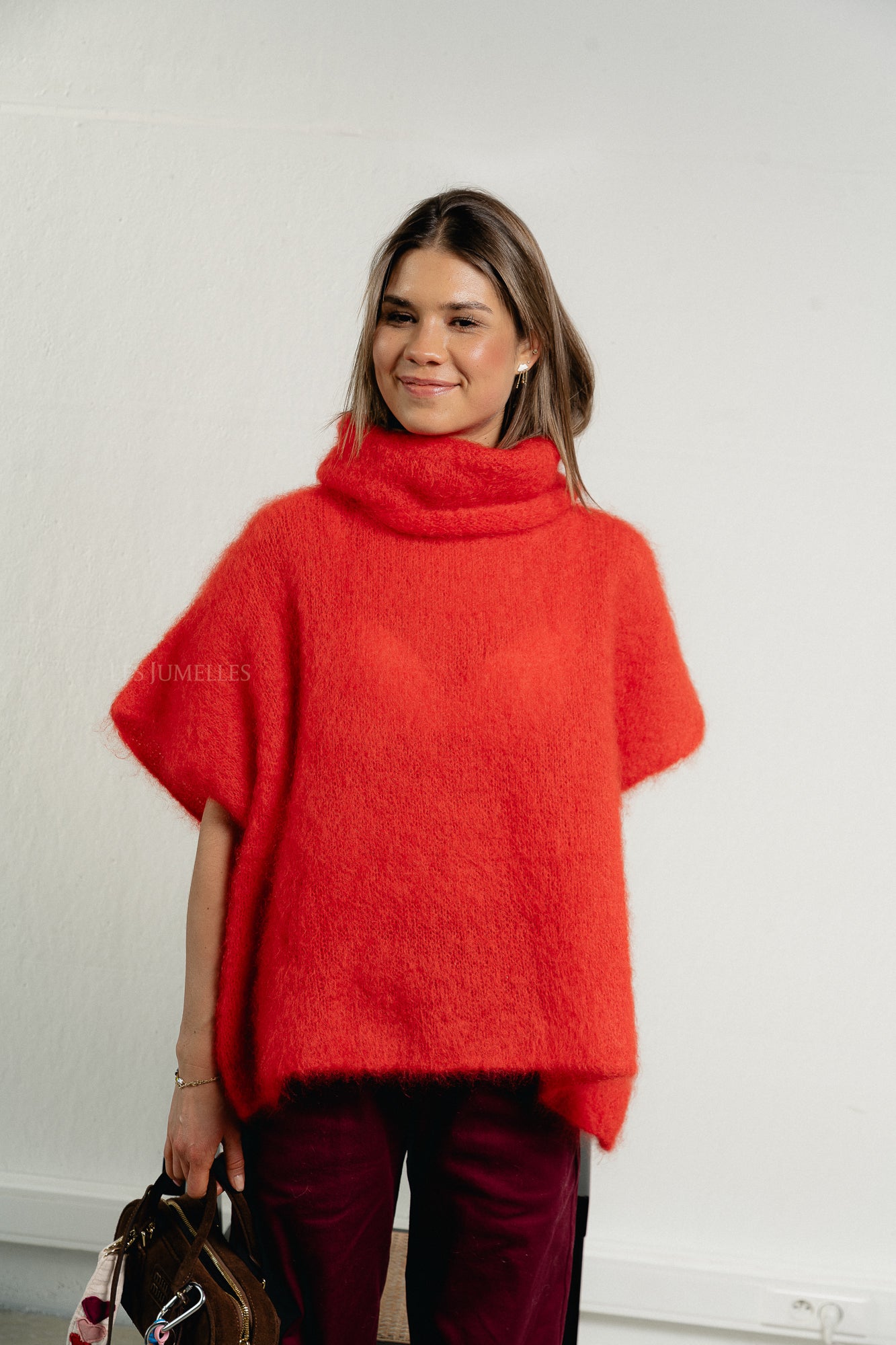 Manon roll neck jumper red