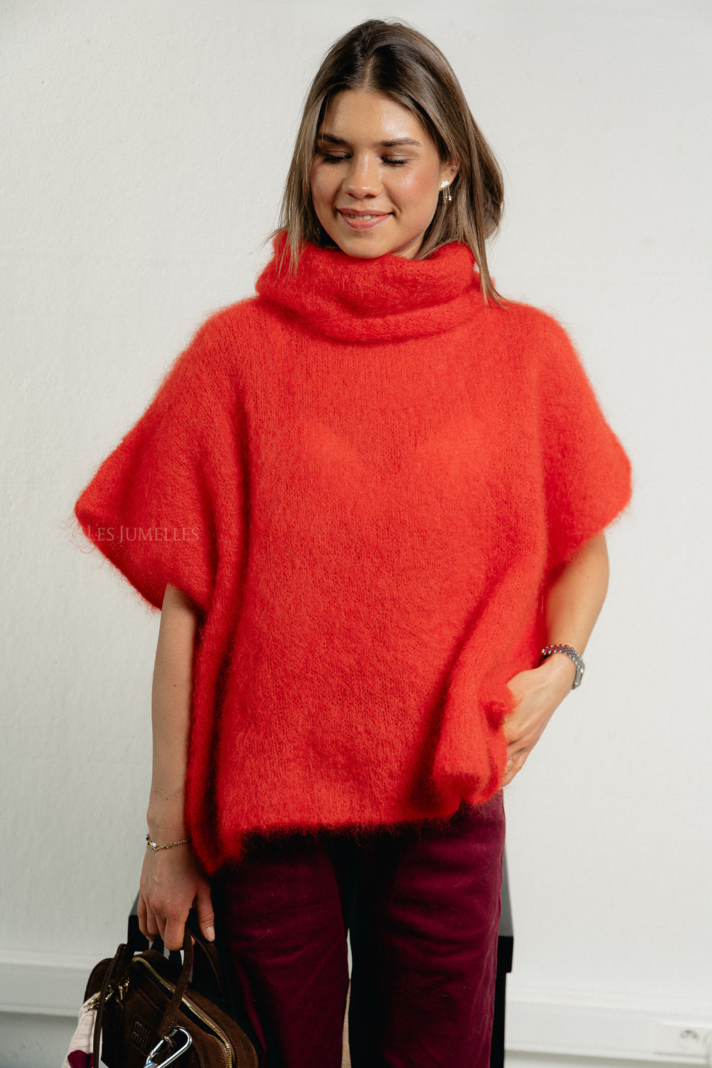 Manon roll neck jumper red