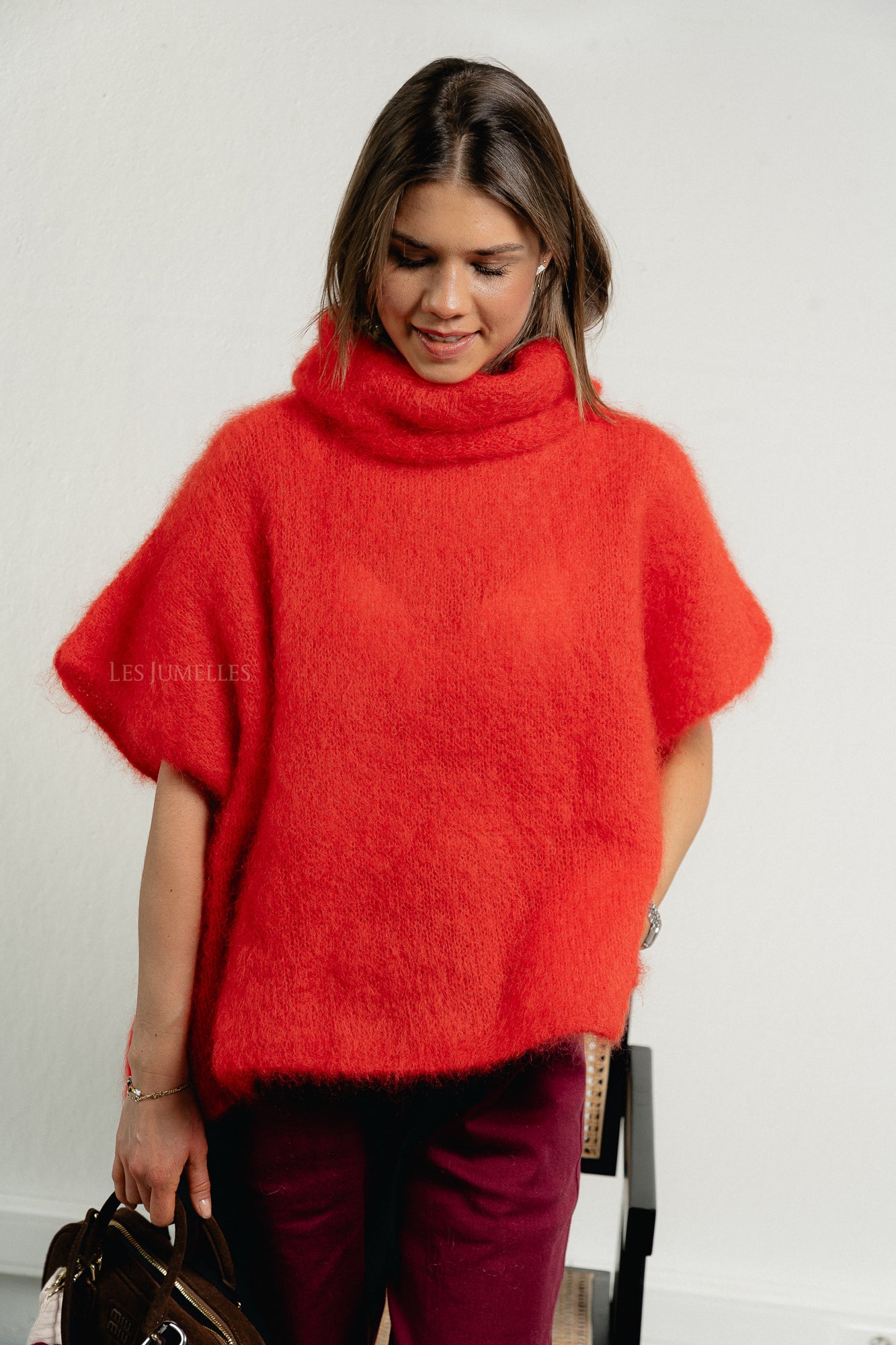 Manon roll neck jumper red