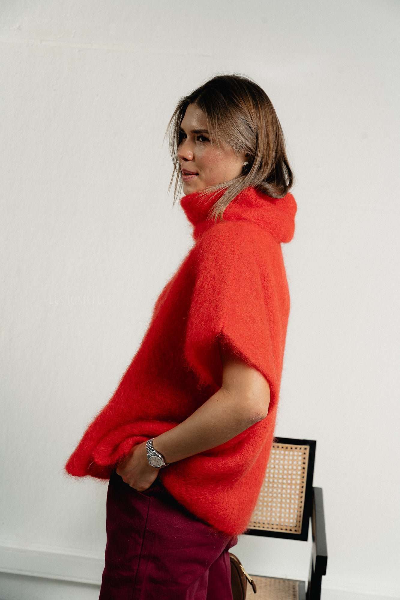 Manon roll neck jumper red