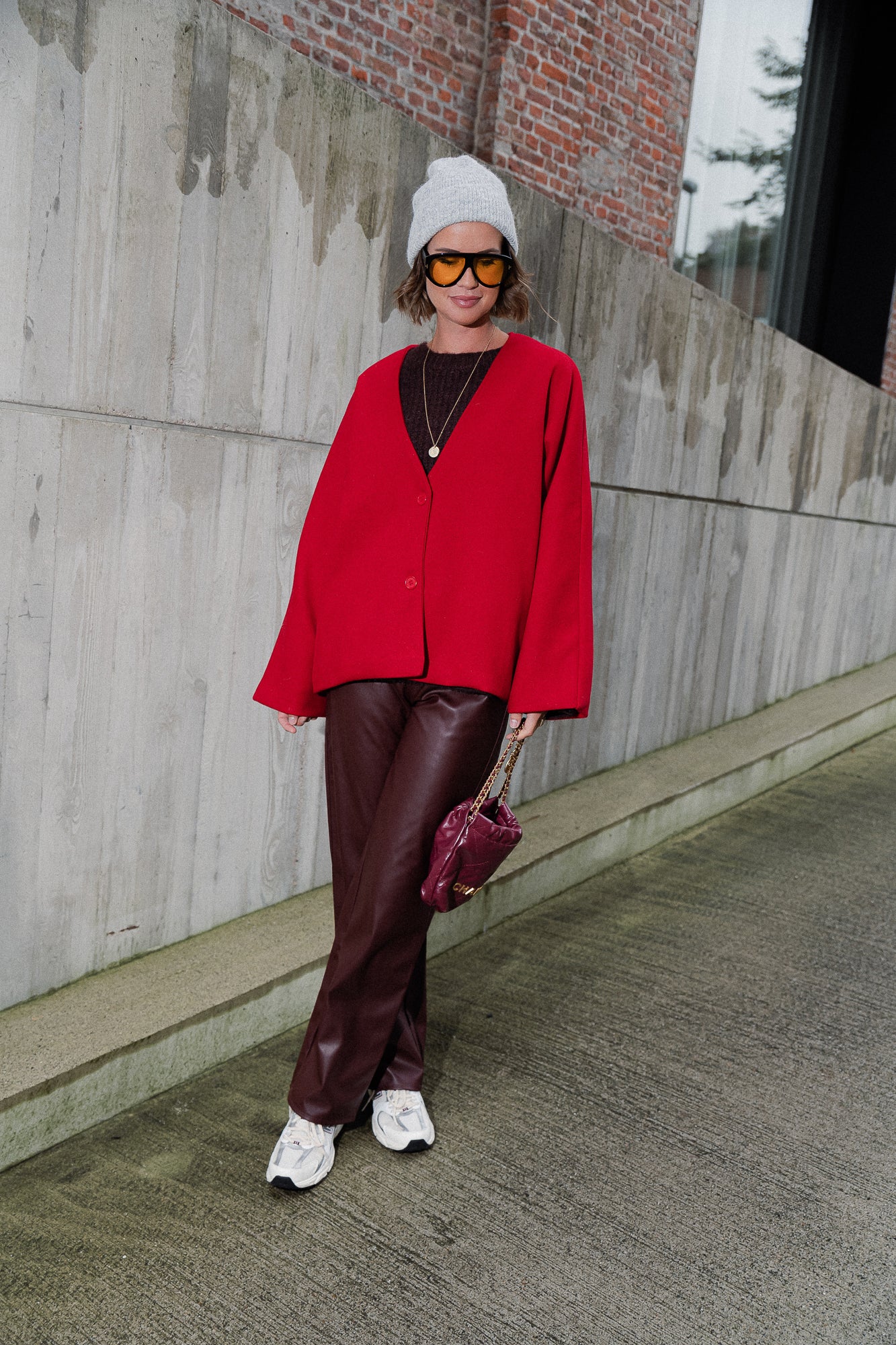 Veste oversize Louane rouge