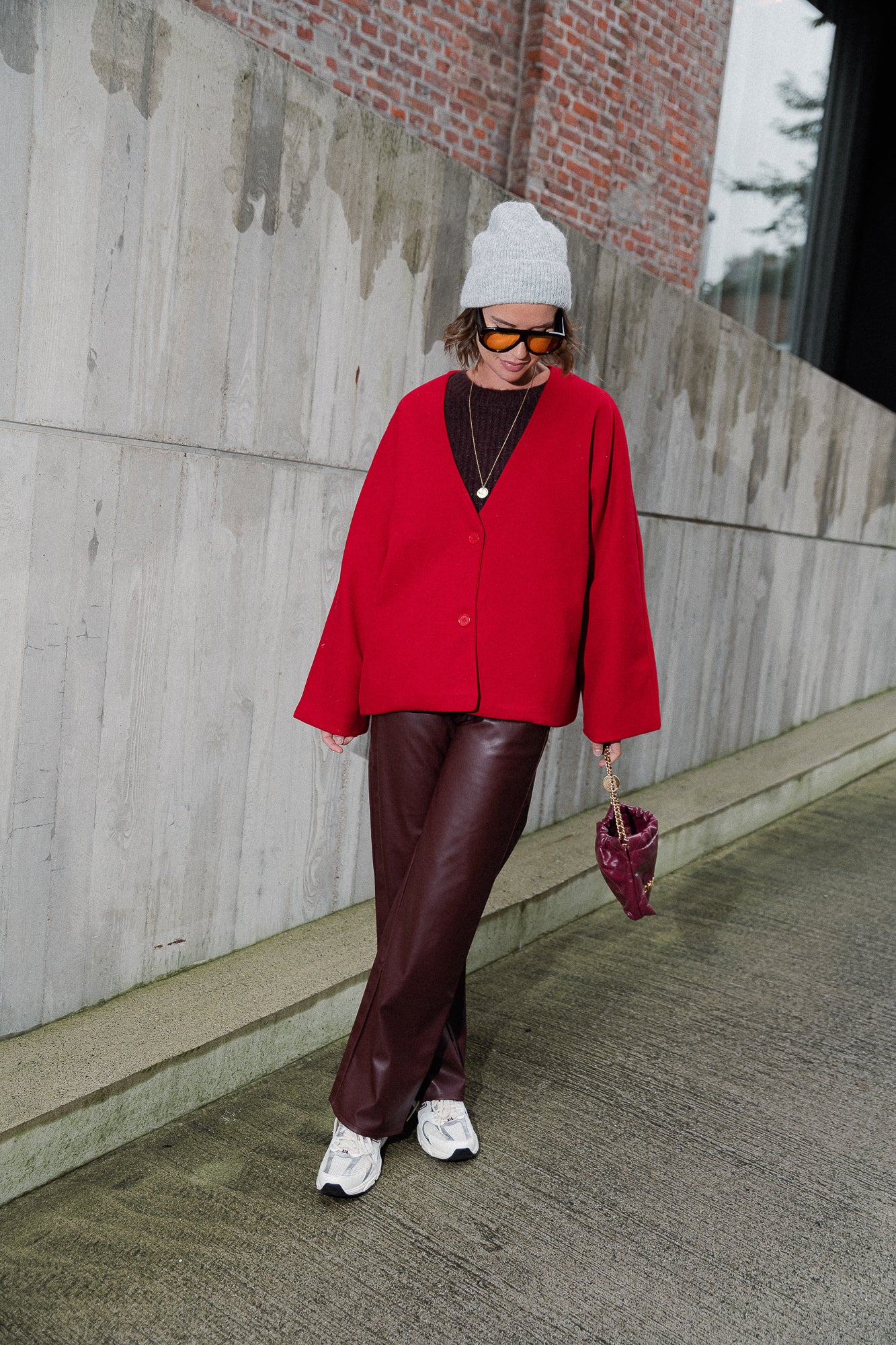 Veste oversize Louane rouge