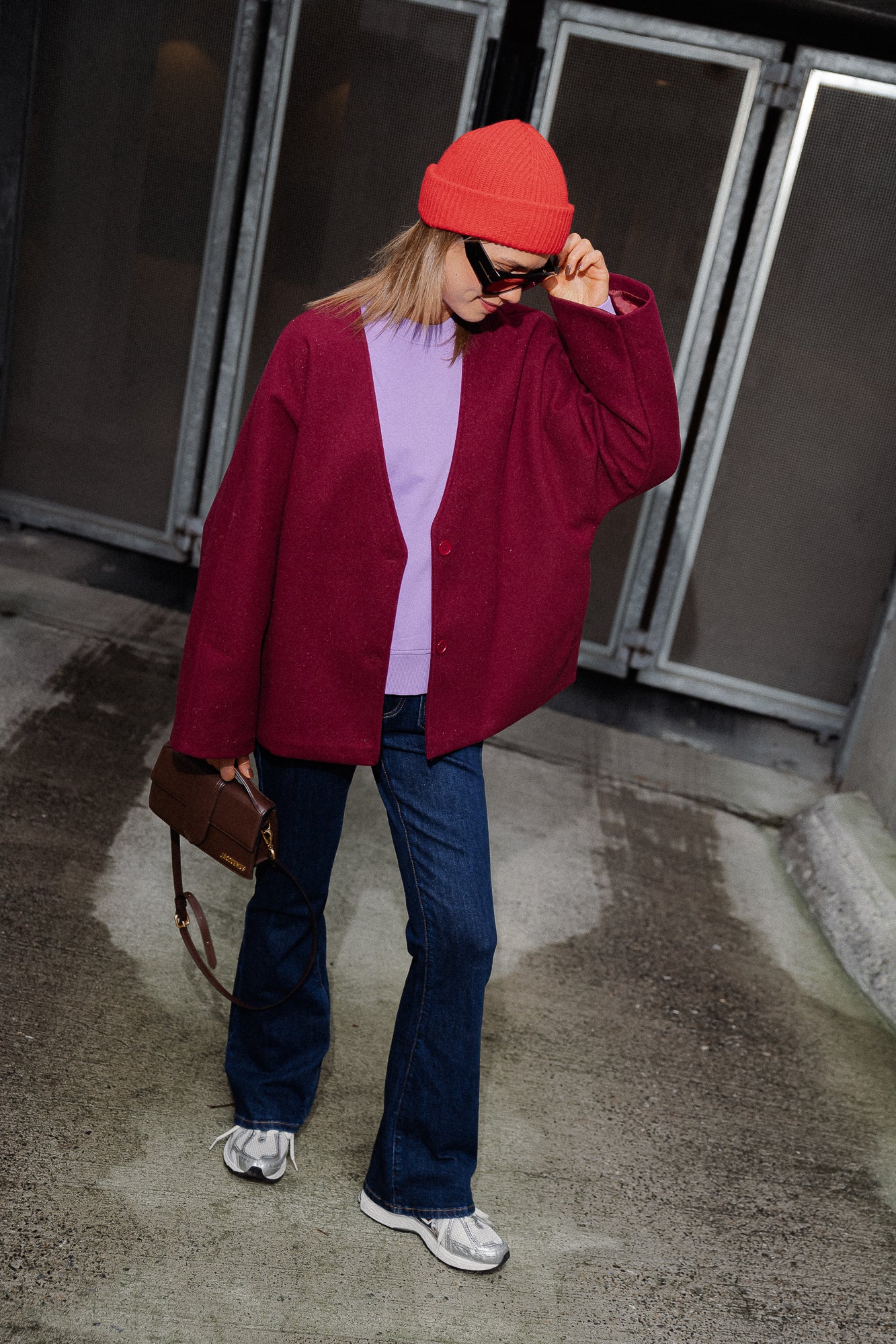 Veste oversize Louane bordeaux