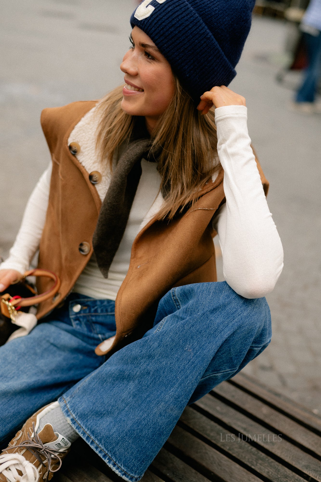 Capucine waistcoat ecru/camel