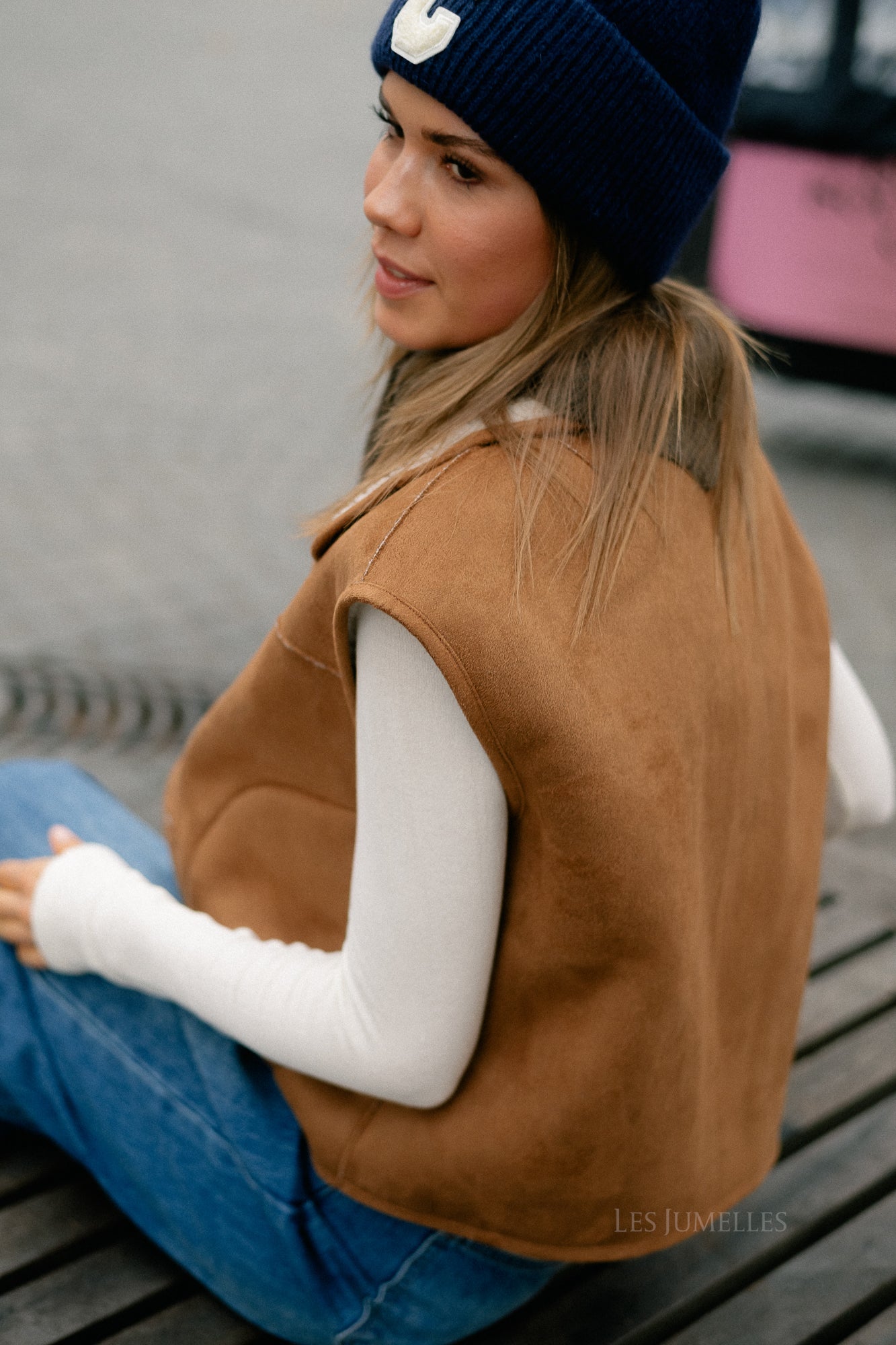 Capucine waistcoat ecru/camel