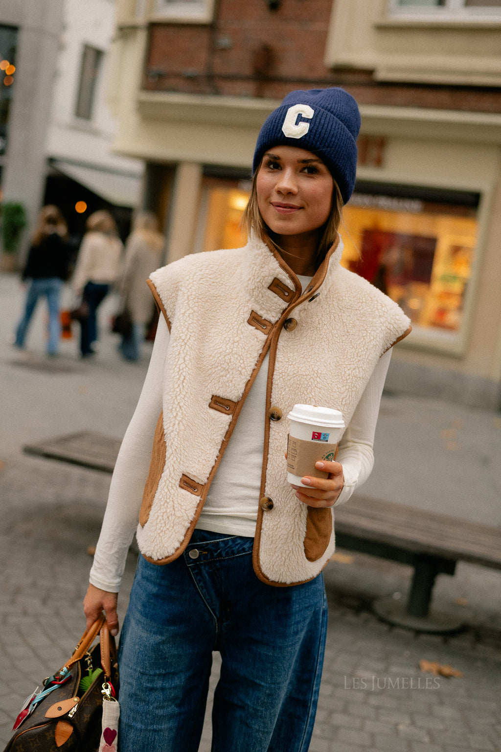 Capucine waistcoat ecru/camel