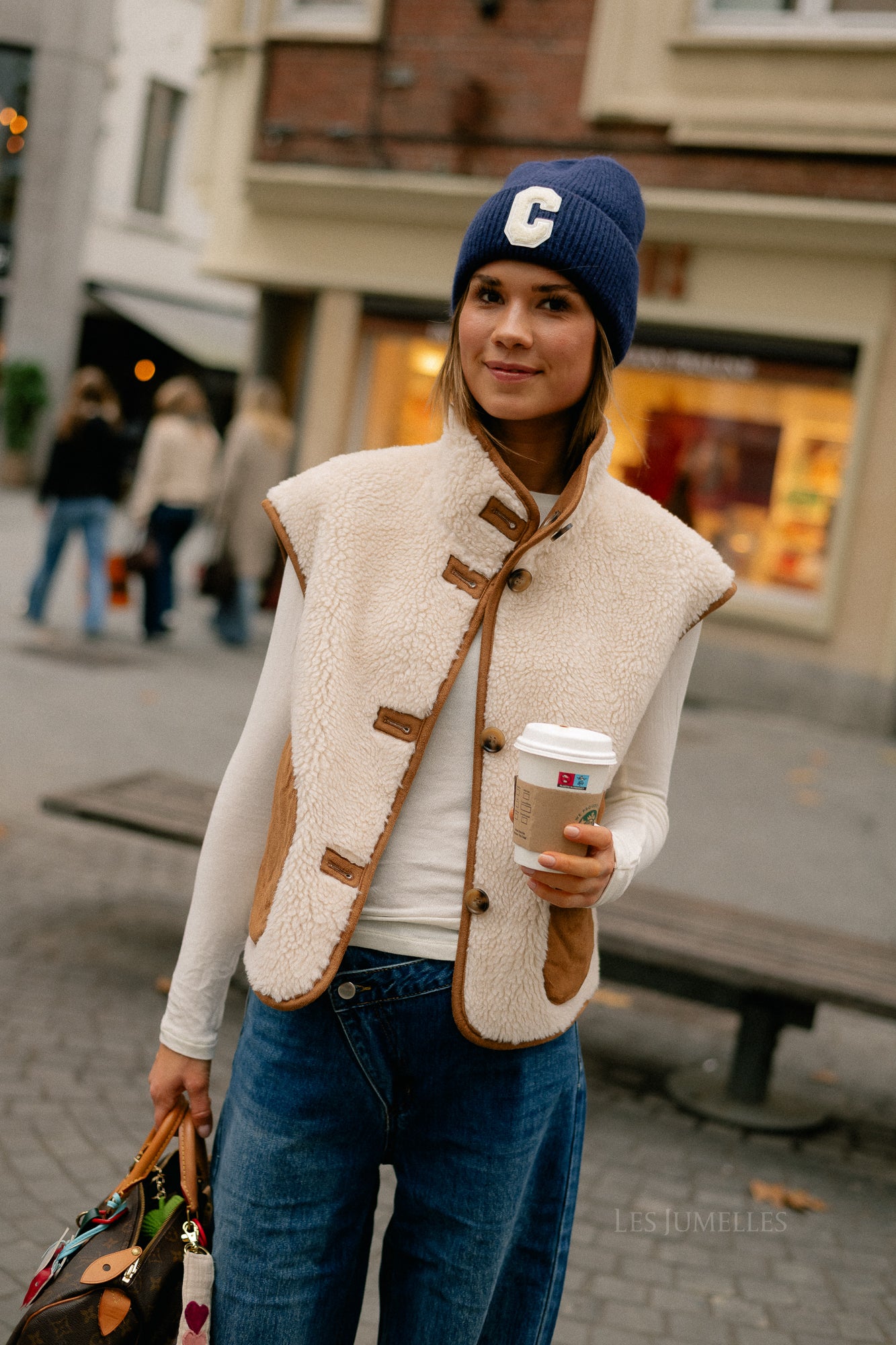 Capucine waistcoat ecru/camel