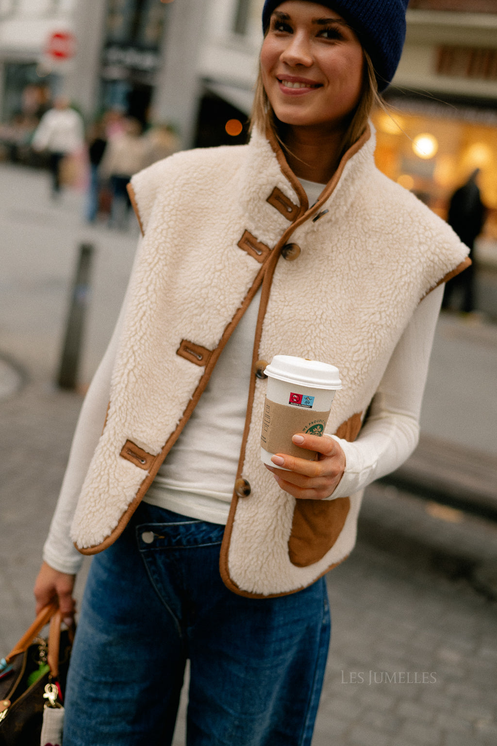 Capucine waistcoat ecru/camel