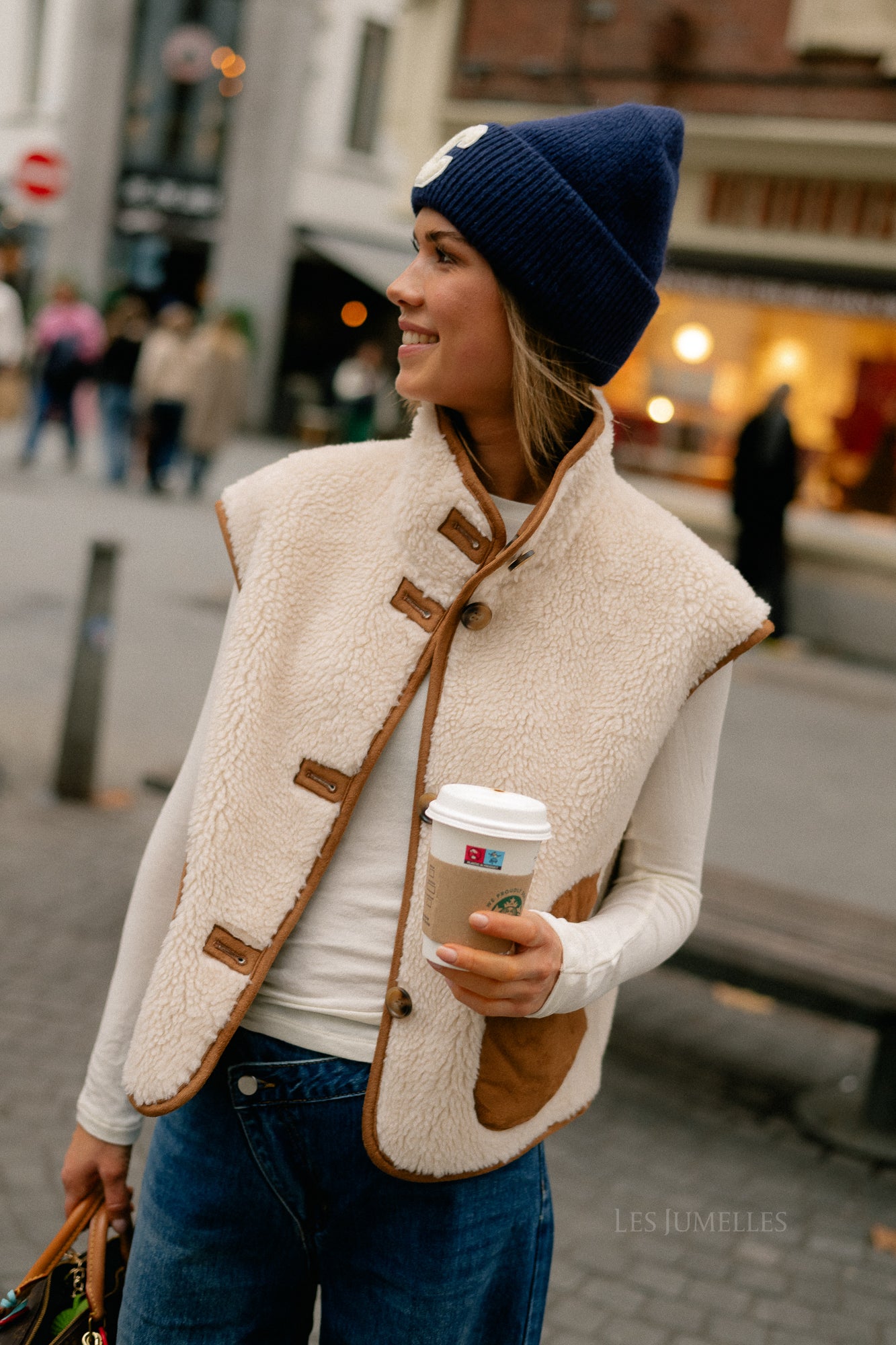 Capucine waistcoat ecru/camel