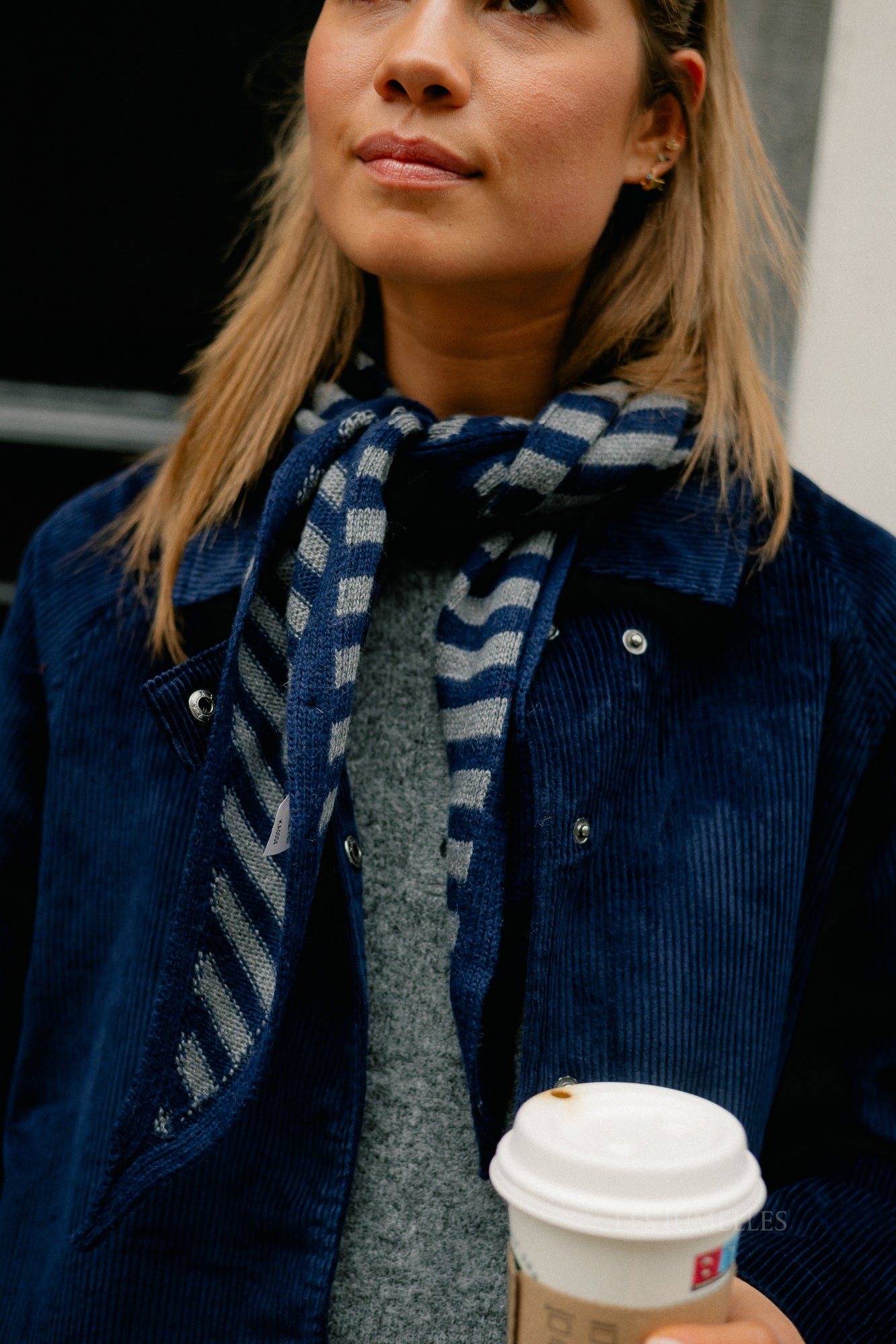 Lisa striped scarf navy/grey