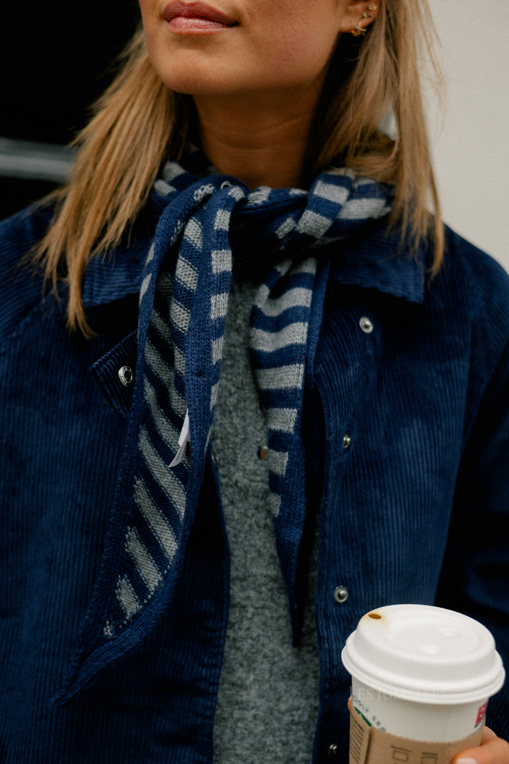 Lisa striped scarf navy/grey