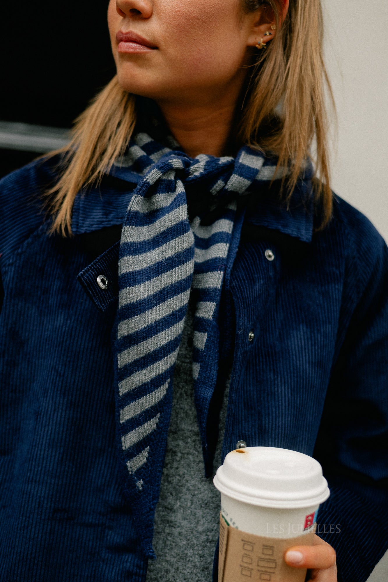 Lisa striped scarf navy/grey