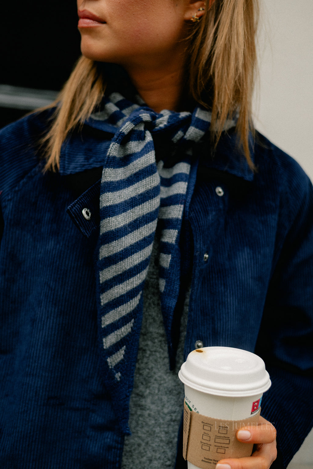 Lisa striped scarf navy/grey