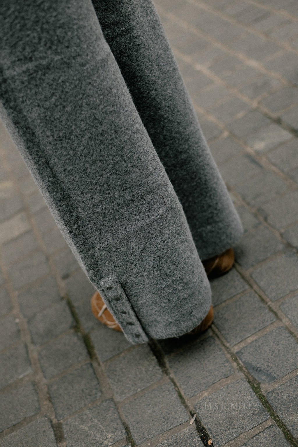 VICasti button knit pants medium grey melange