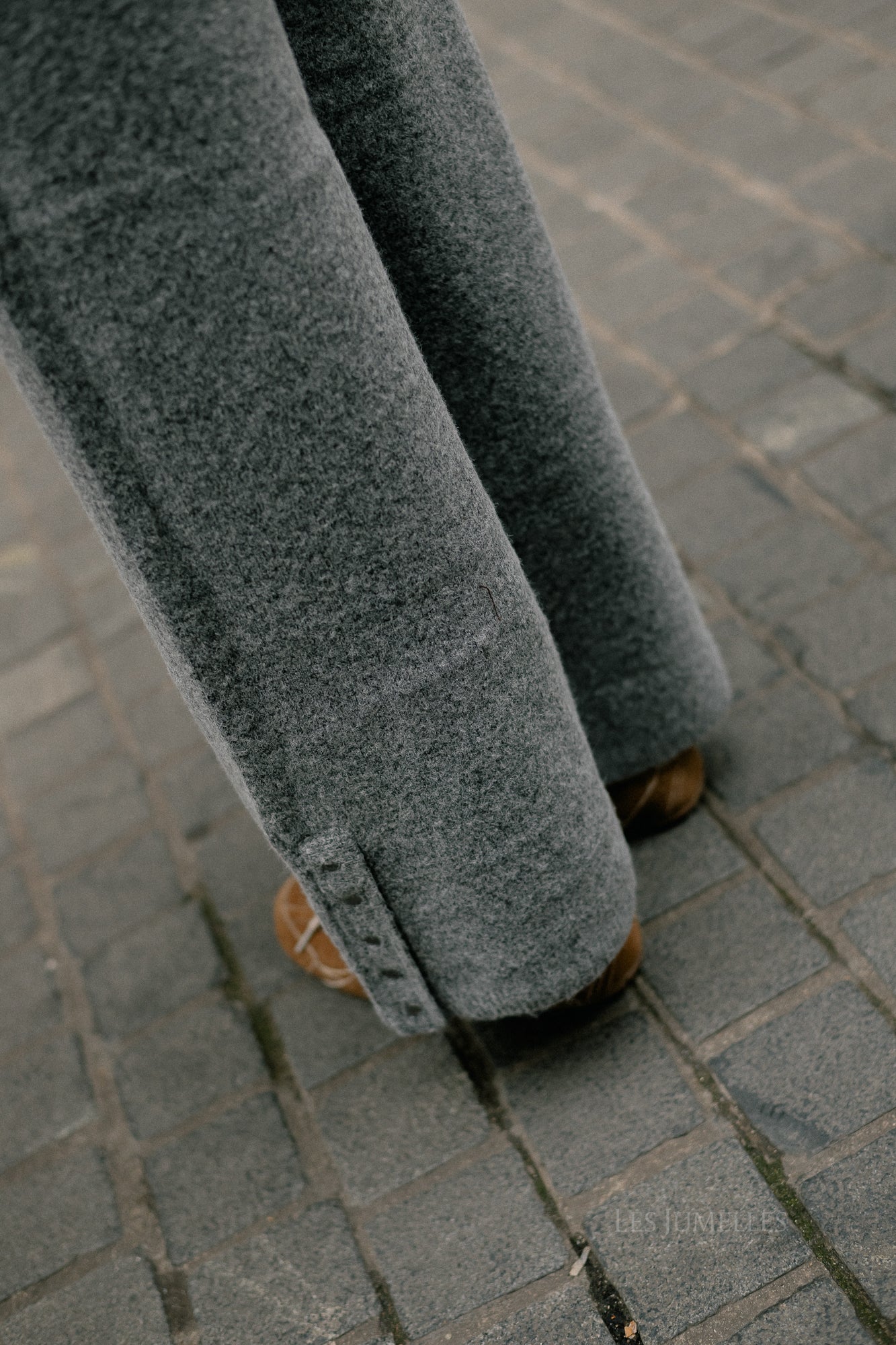 VICasti button knit pants medium grey melange