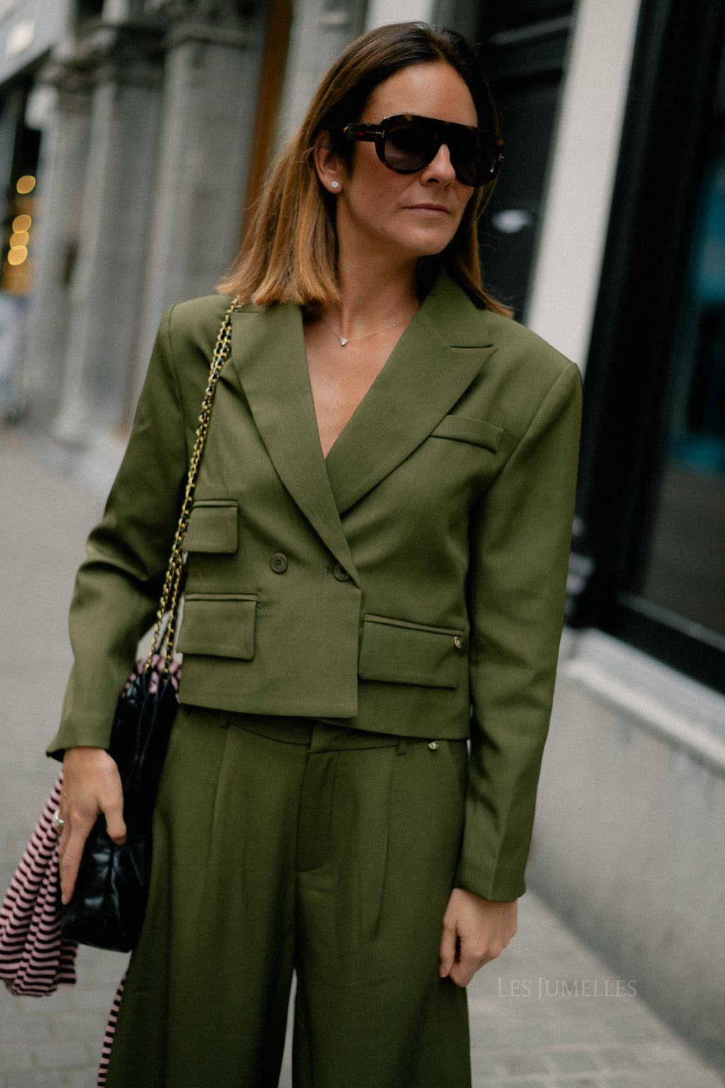 Donna cropped blazer khaki