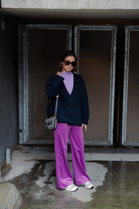 Les Jumelles Renée velvet pants iris orchid