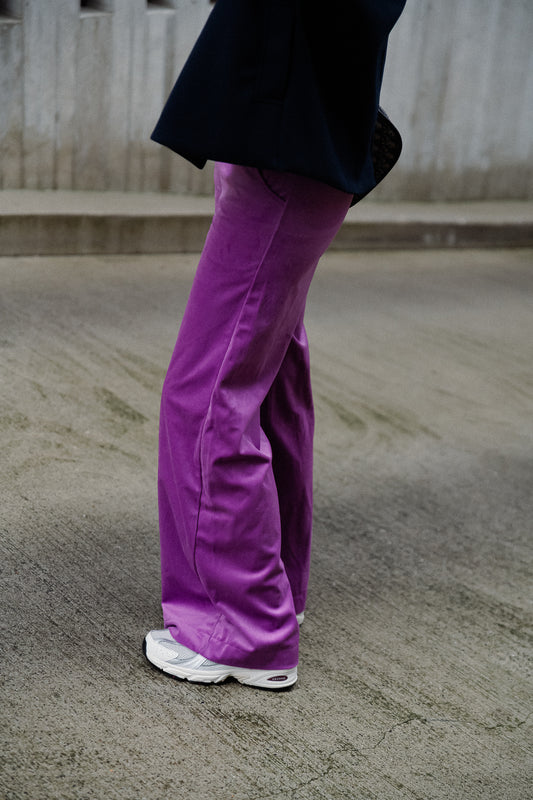 Les Jumelles Renée velvet pants iris orchid