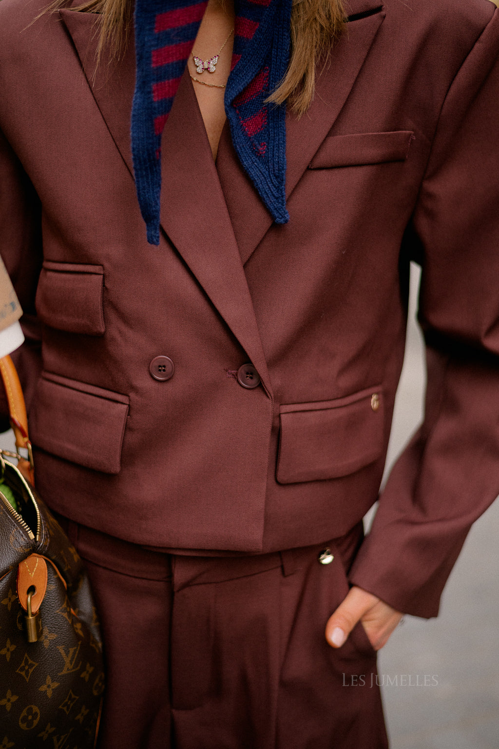 Donna cropped blazer burgundy