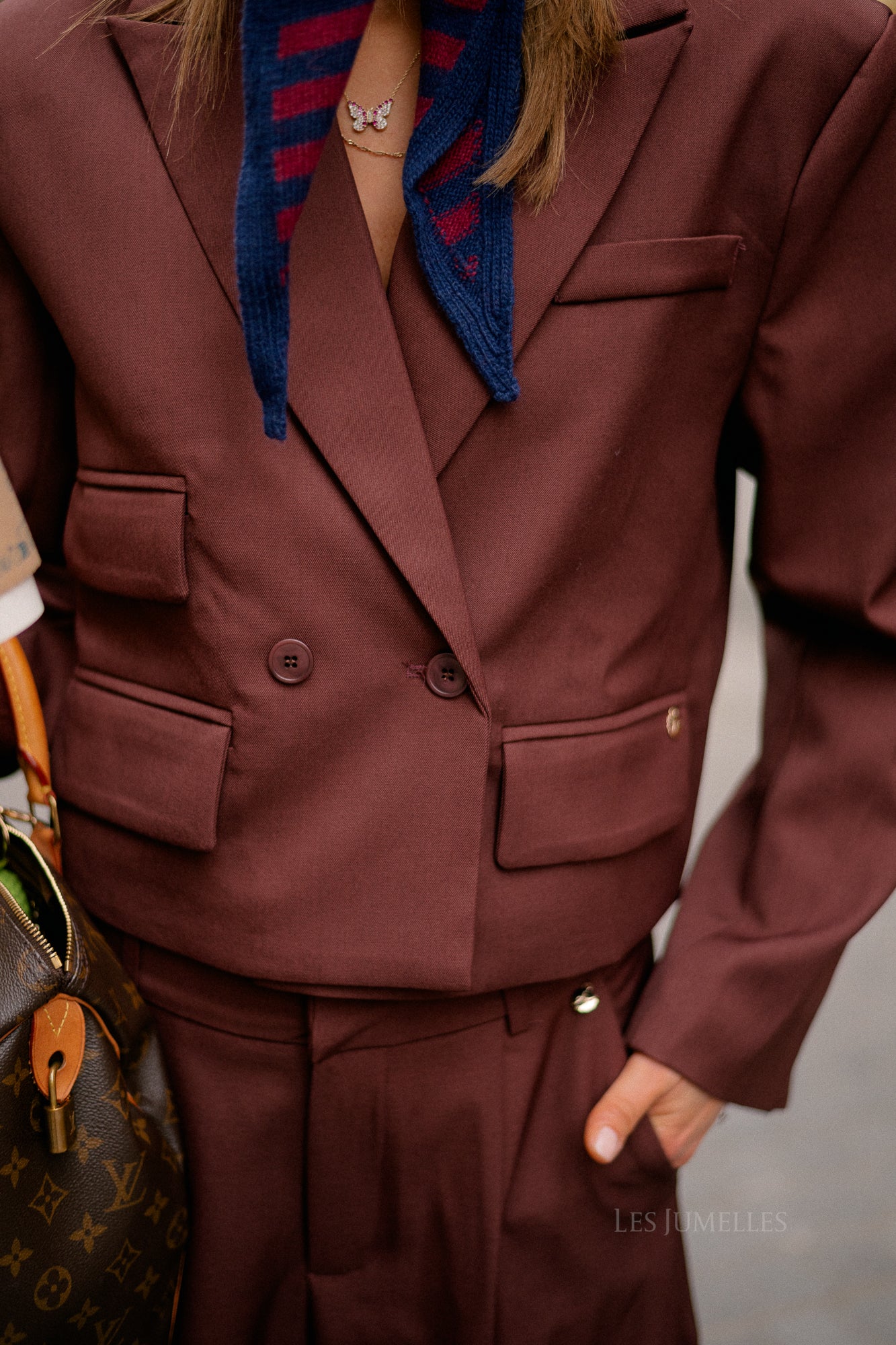 Donna cropped blazer burgundy