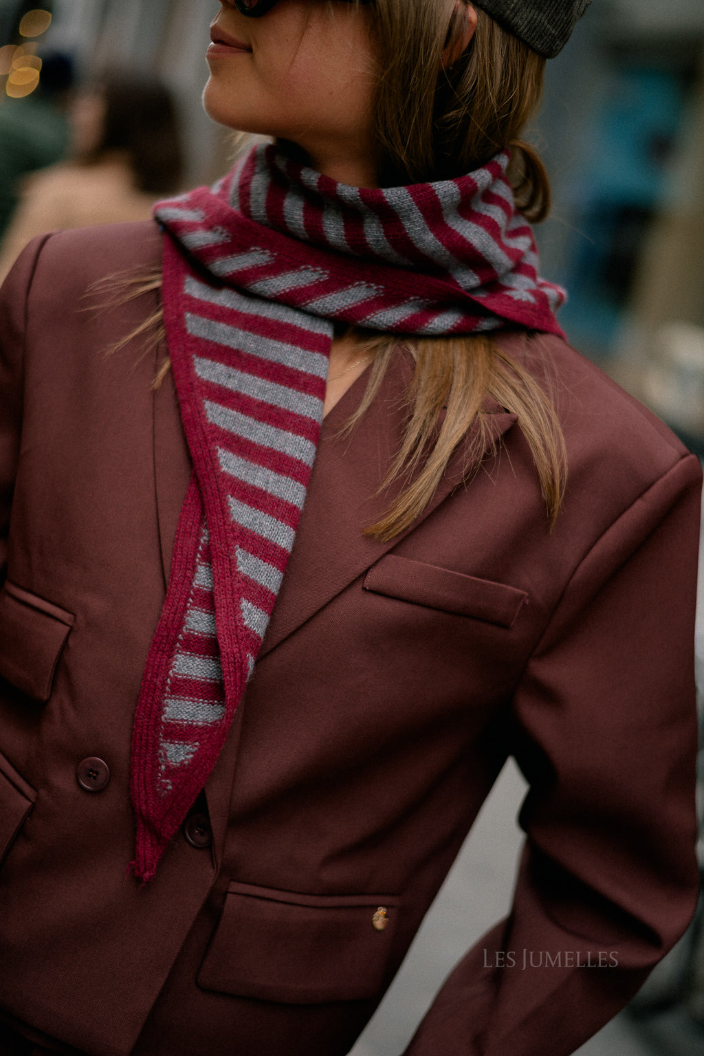 Lisa striped scarf burgundy/grey