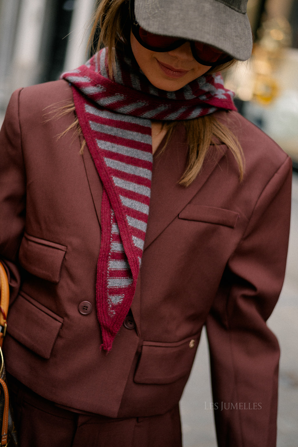 Lisa striped scarf burgundy/grey