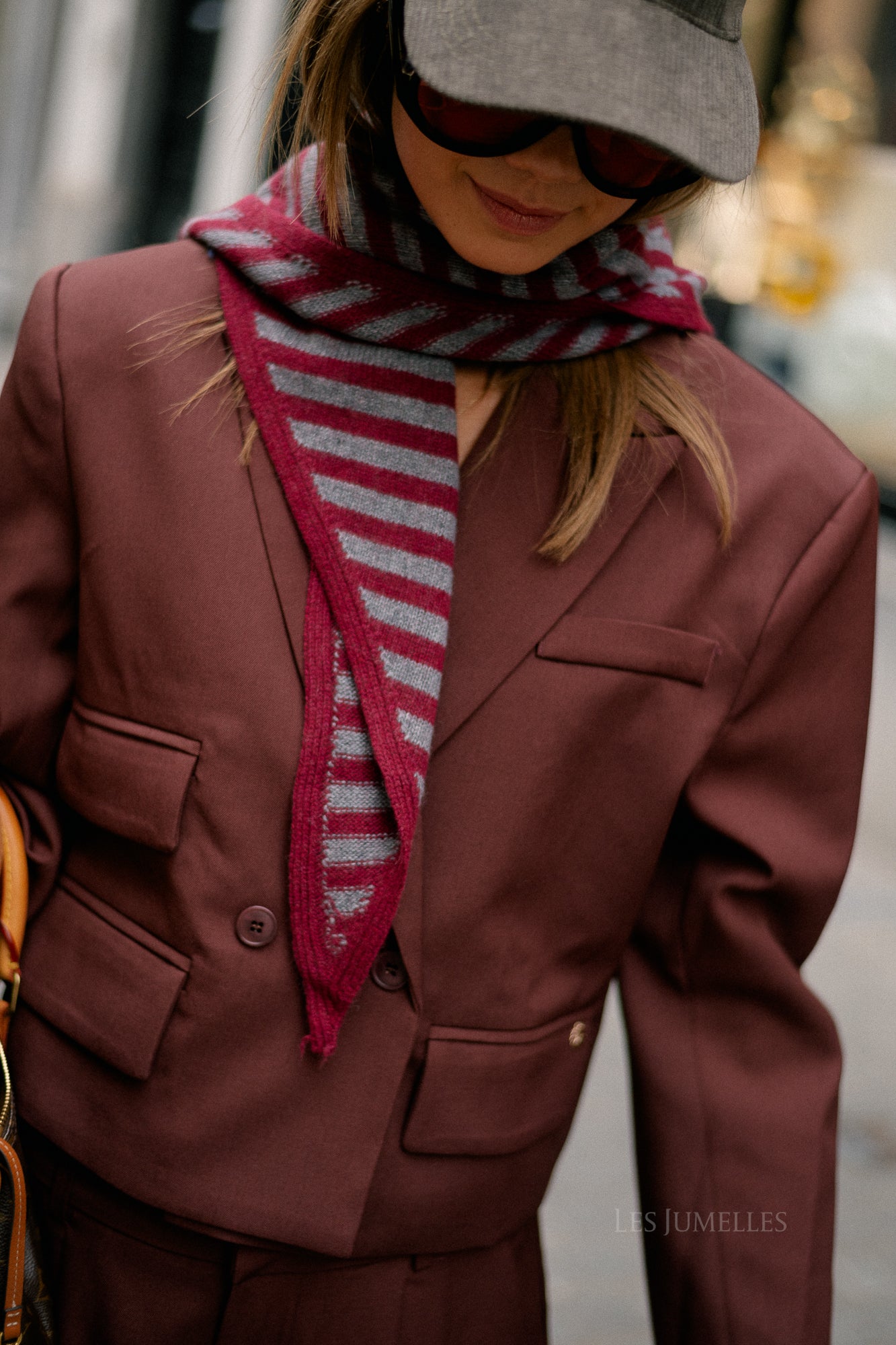 Lisa striped scarf burgundy/grey