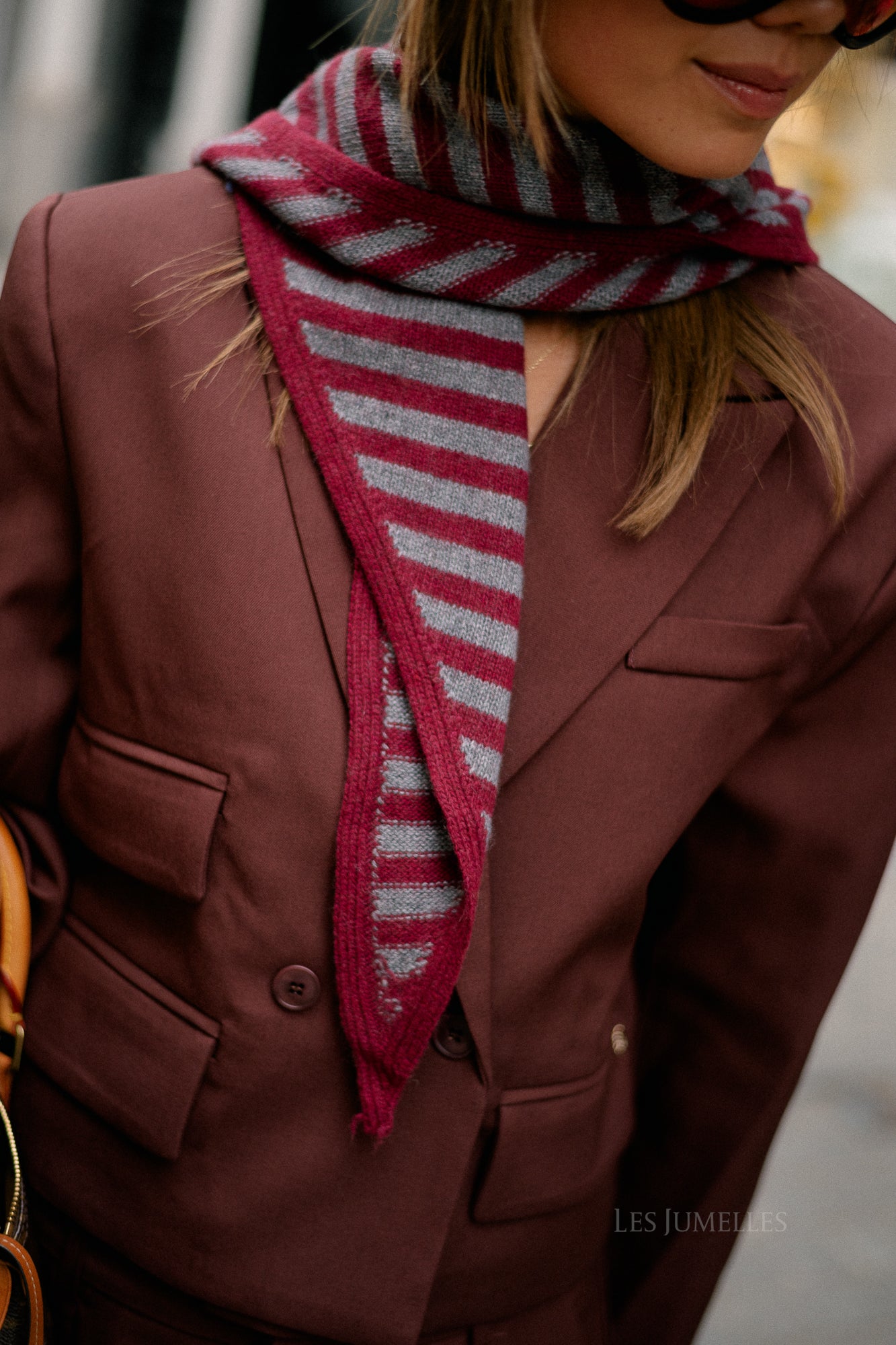 Lisa striped scarf burgundy/grey