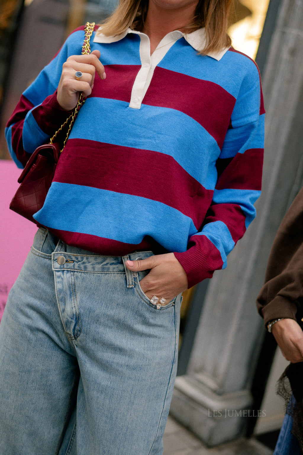 Sophia striped rugby shirt burgundy/blue