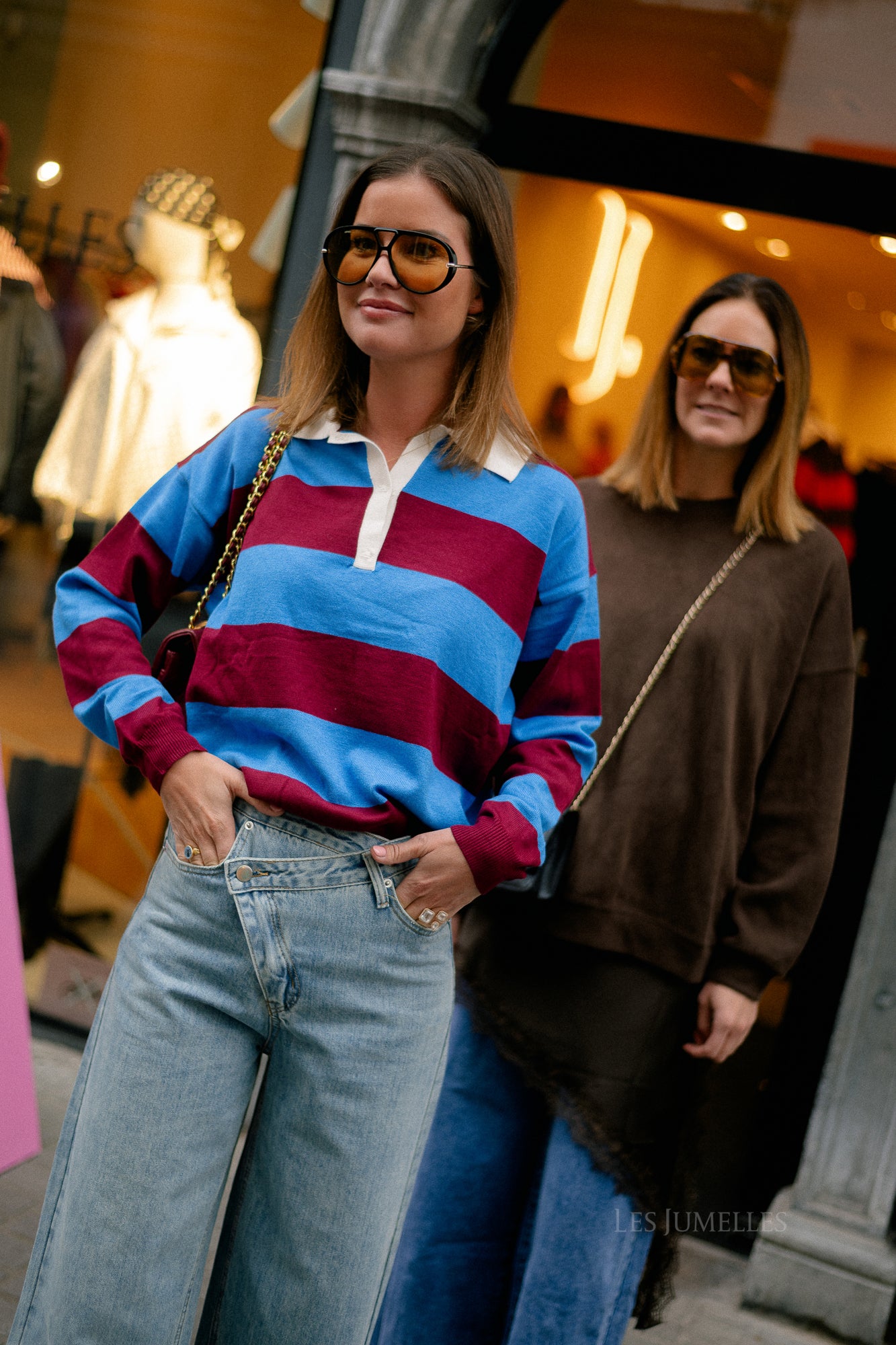 Sophia striped rugby shirt burgundy/blue