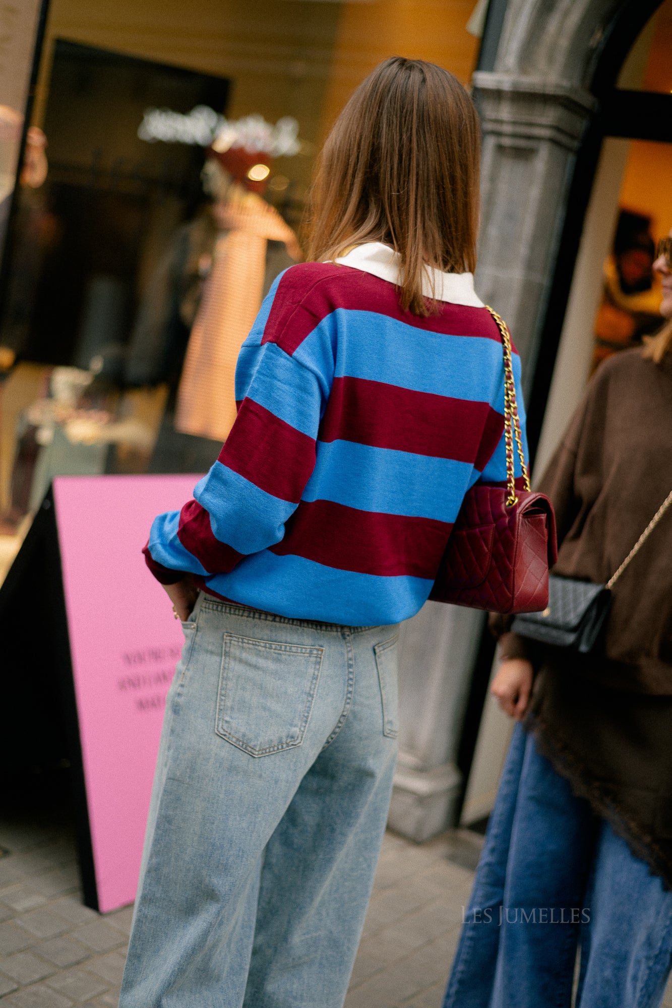 Sophia striped rugby shirt burgundy/blue