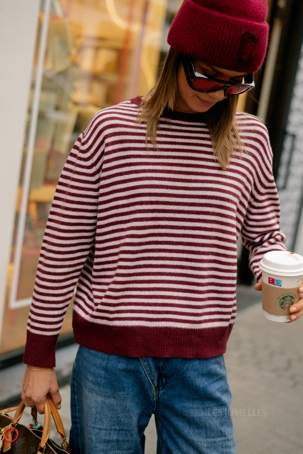 Florence striped jumper pink/burgundy