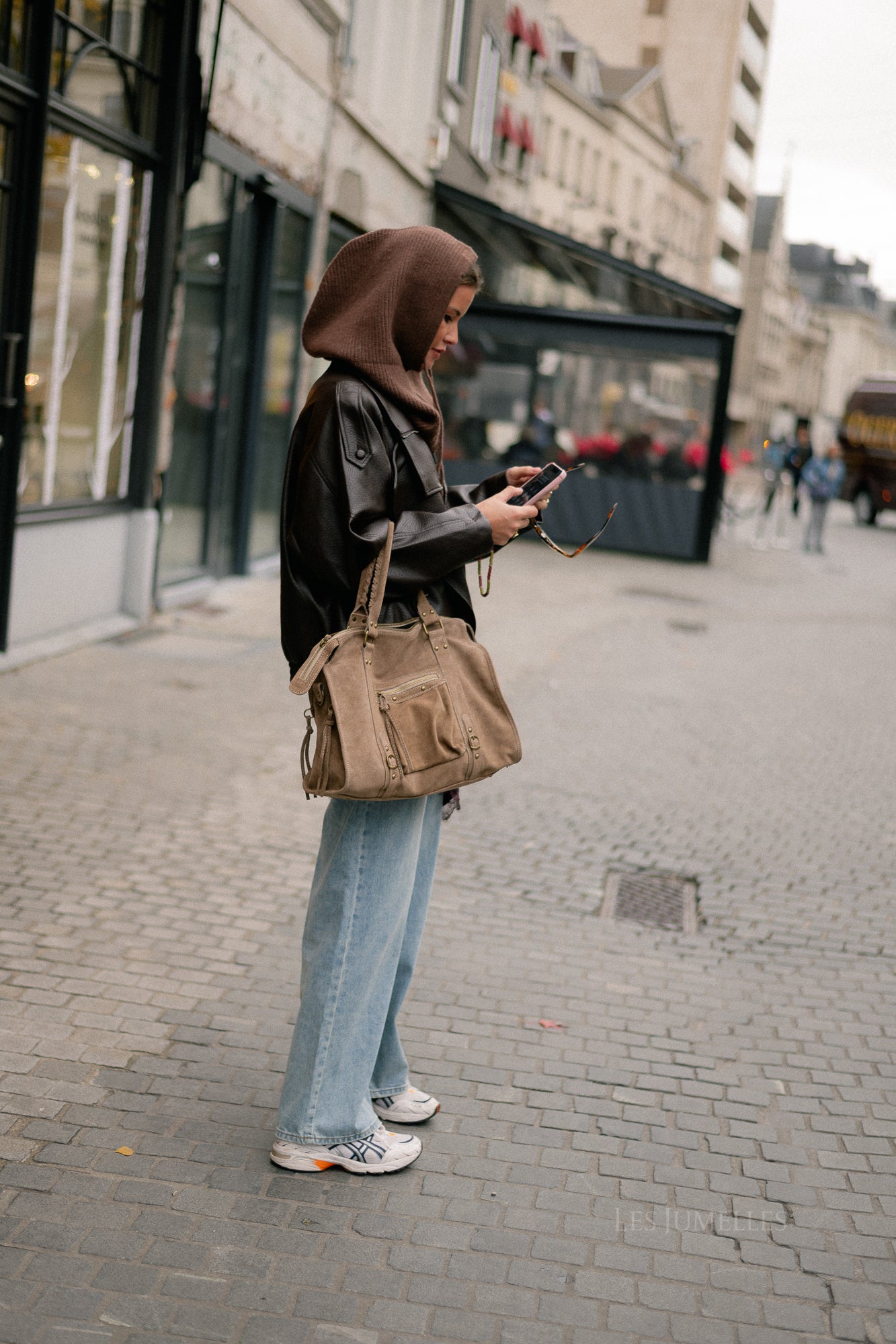 Aubrey leather look jacket hot chocolate