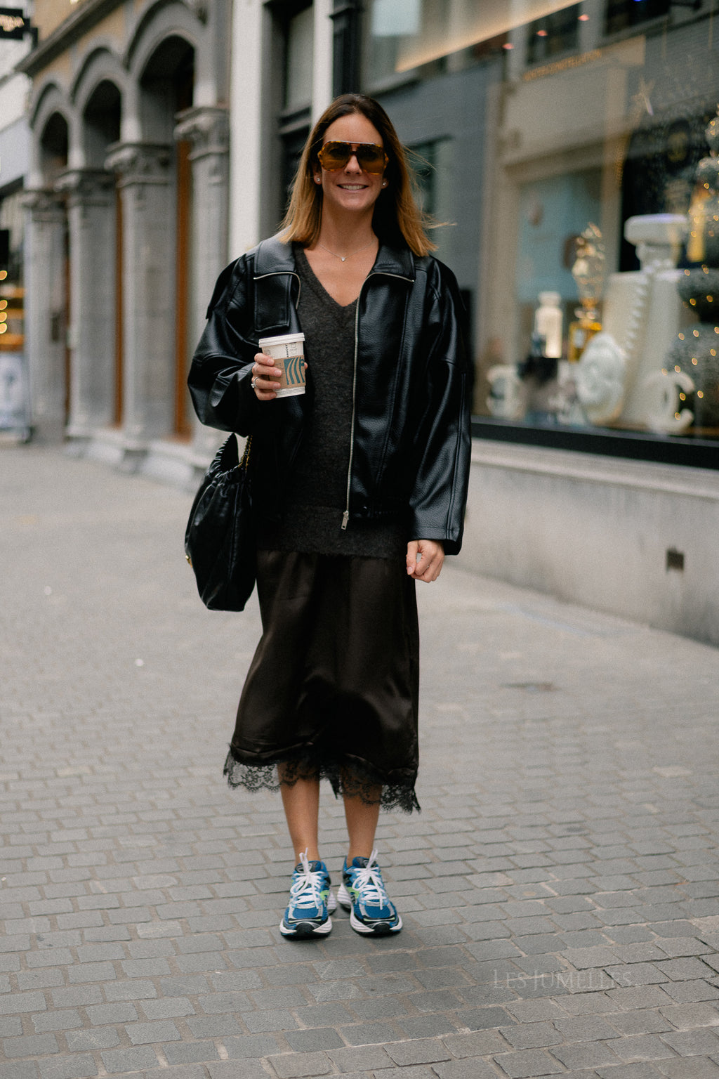 Aubrey leather look jacket black