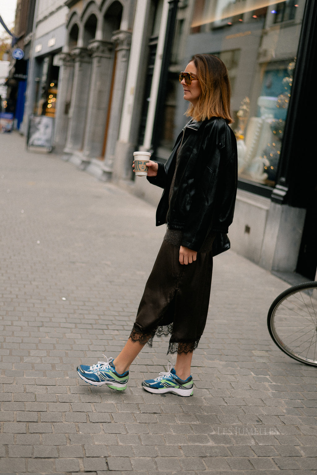 Aubrey leather look jacket black