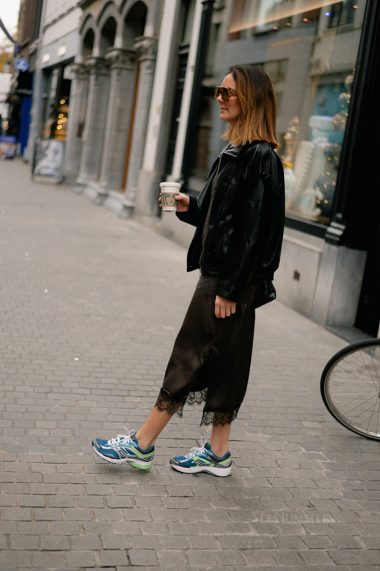 Aubrey leather look jacket black