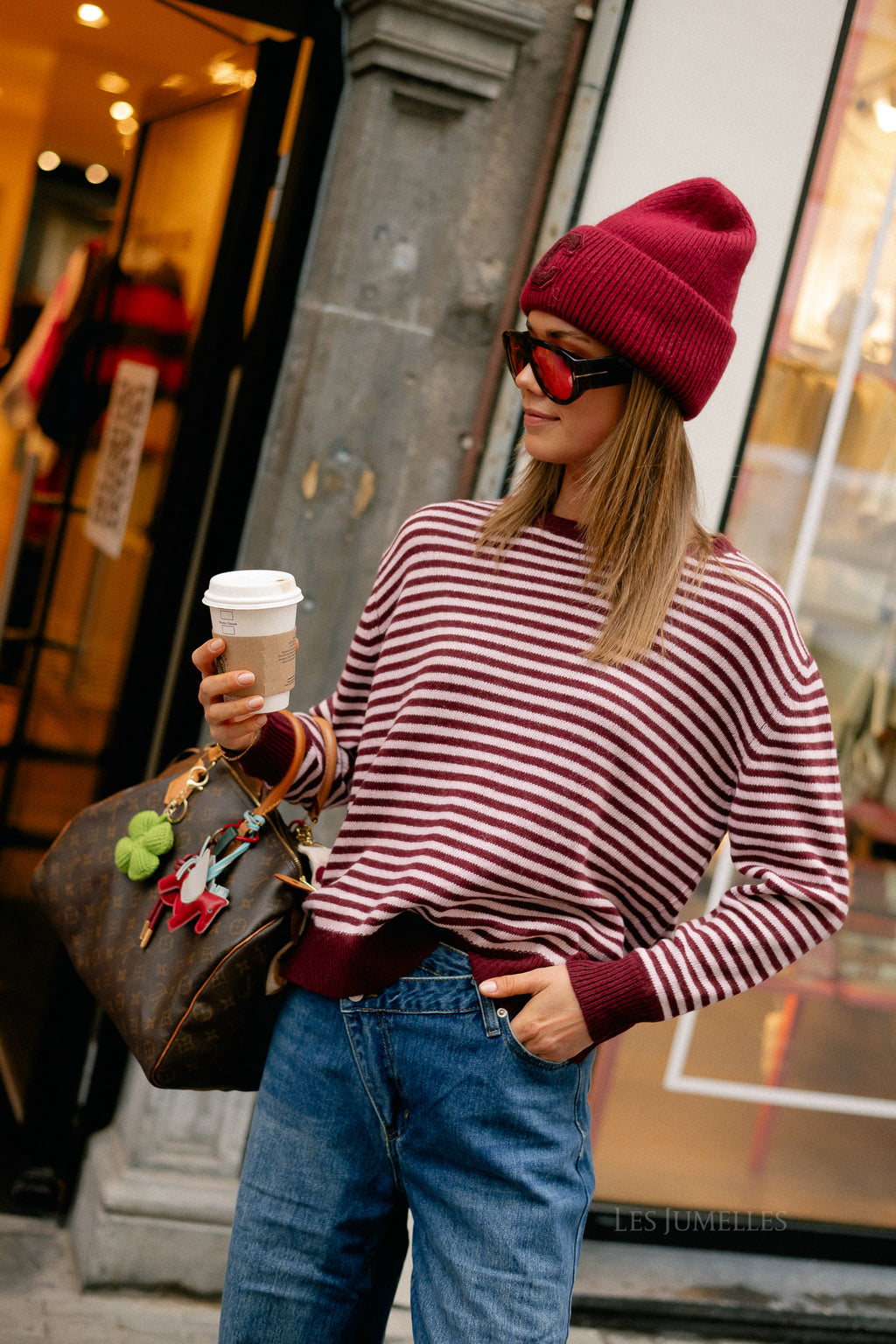 Florence striped jumper pink/burgundy