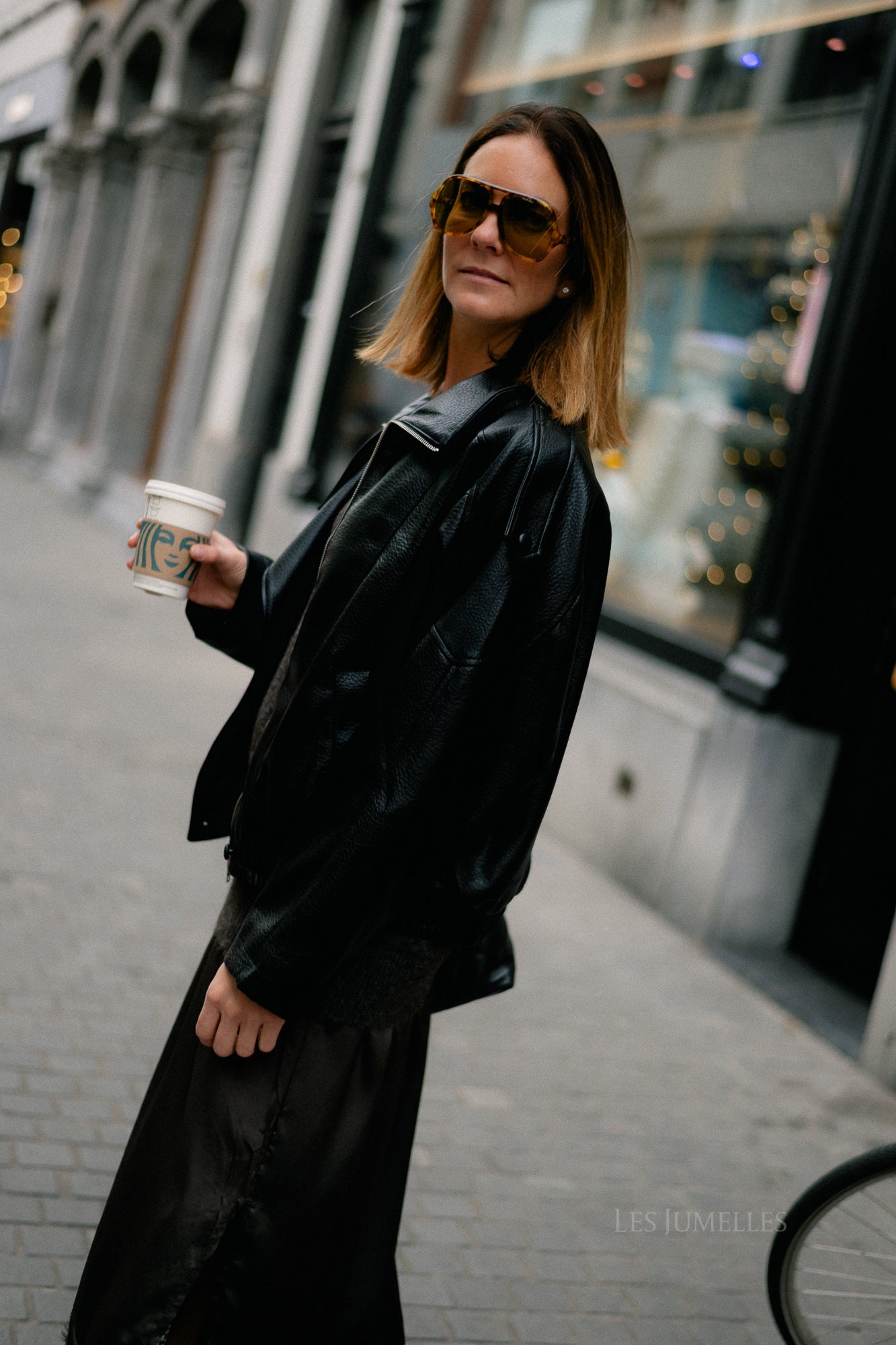 Aubrey leather look jacket black