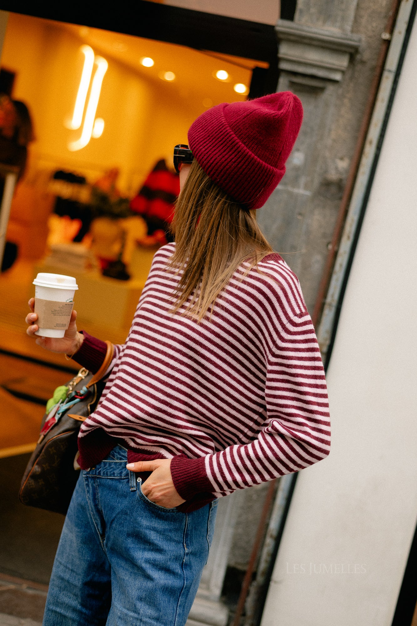 Florence striped jumper pink/burgundy