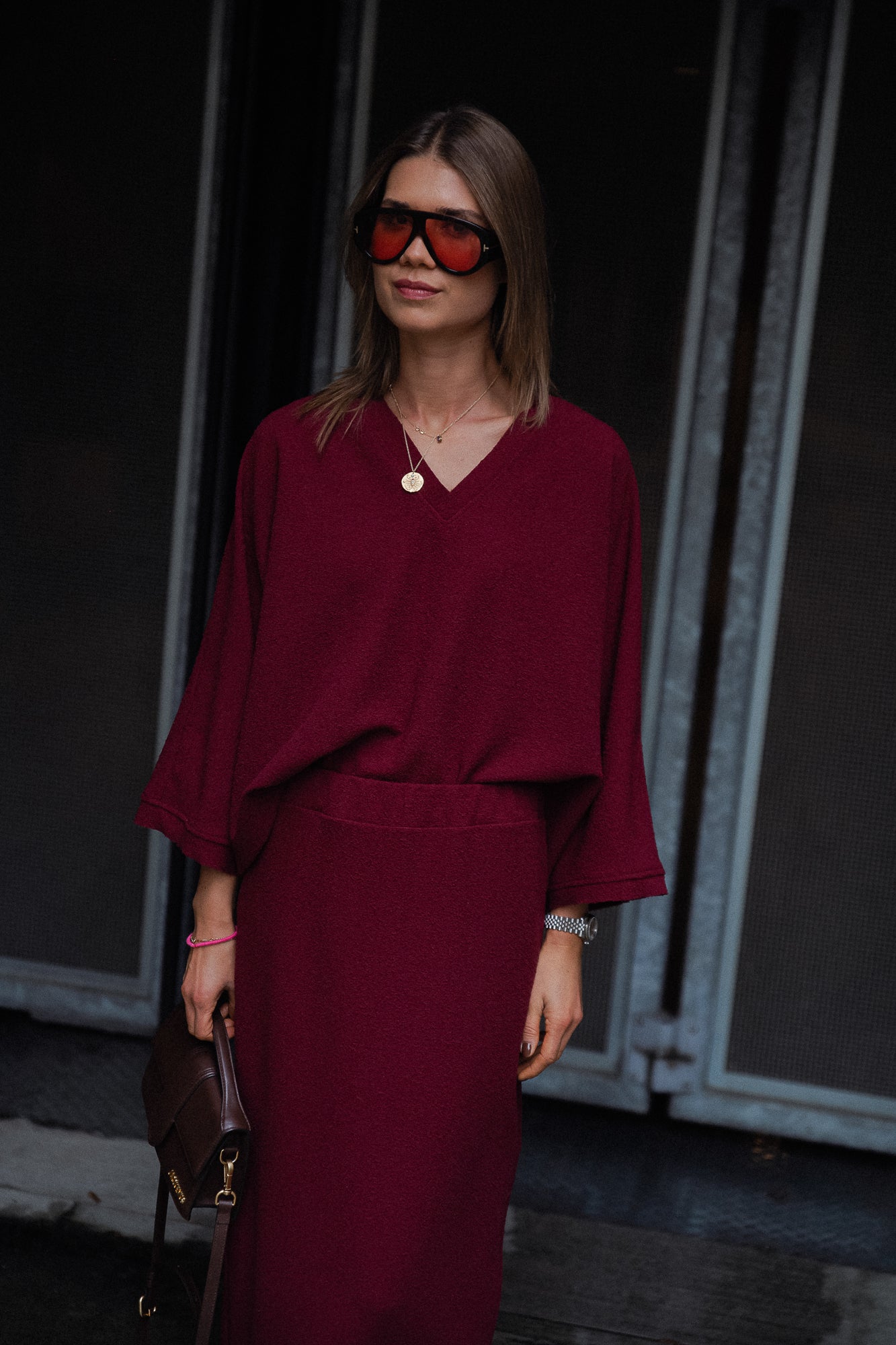 Céliz V-neck shirt burgundy