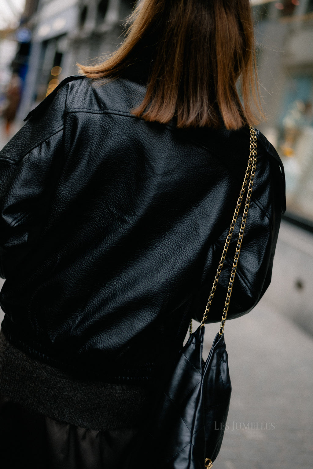 Aubrey leather look jacket black