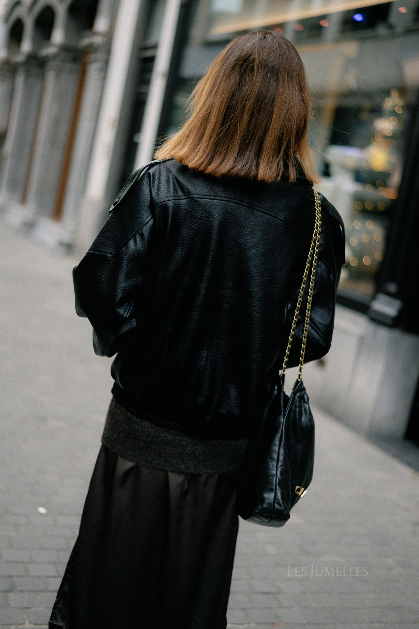 Aubrey leather look jacket black