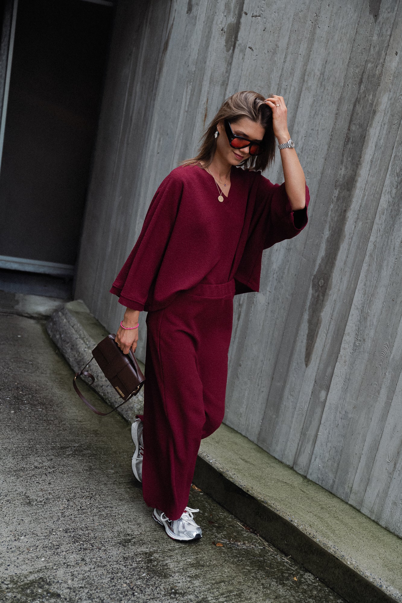 Céliz V-neck shirt burgundy