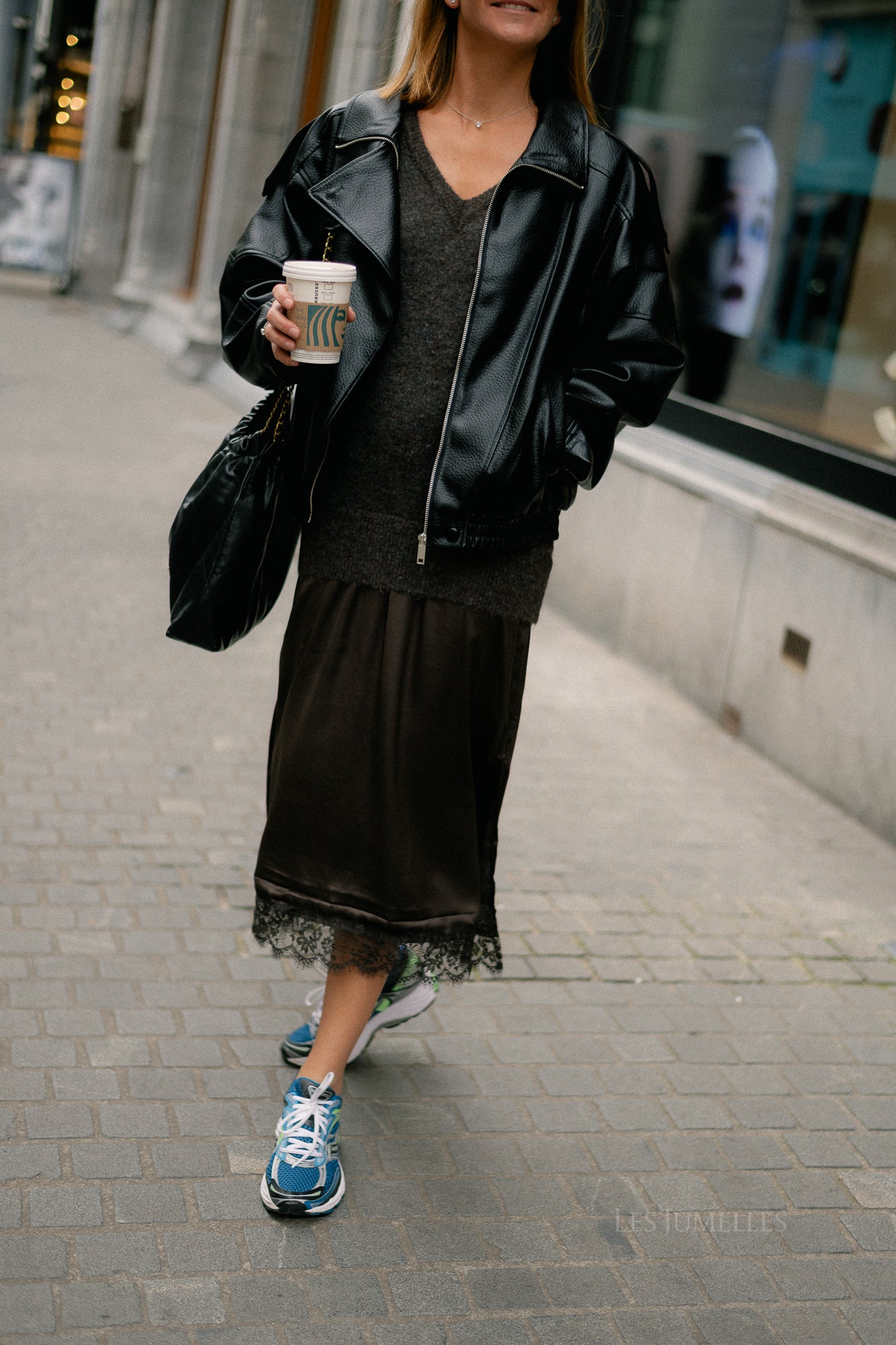 Aubrey leather look jacket black