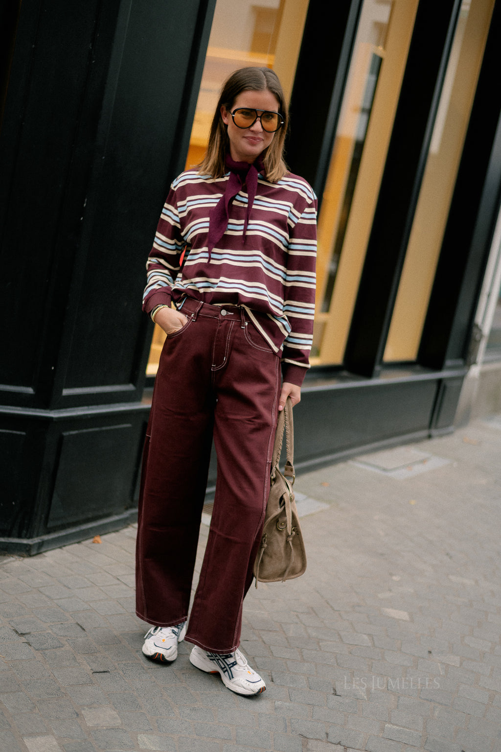 Louna striped polo sweatshirt burgundy