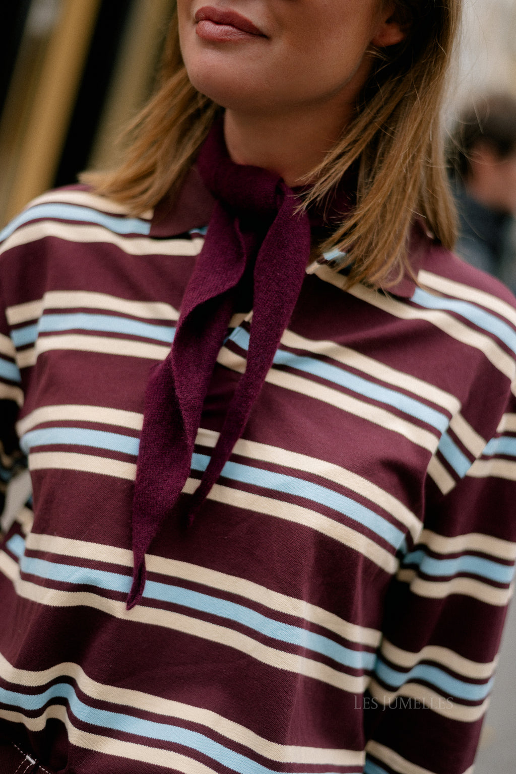 Louna striped polo sweatshirt burgundy