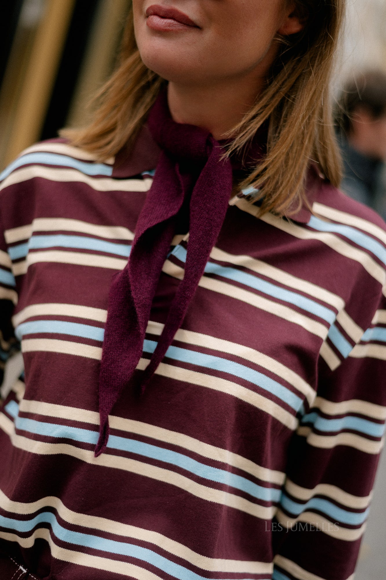 Louna striped polo sweatshirt burgundy