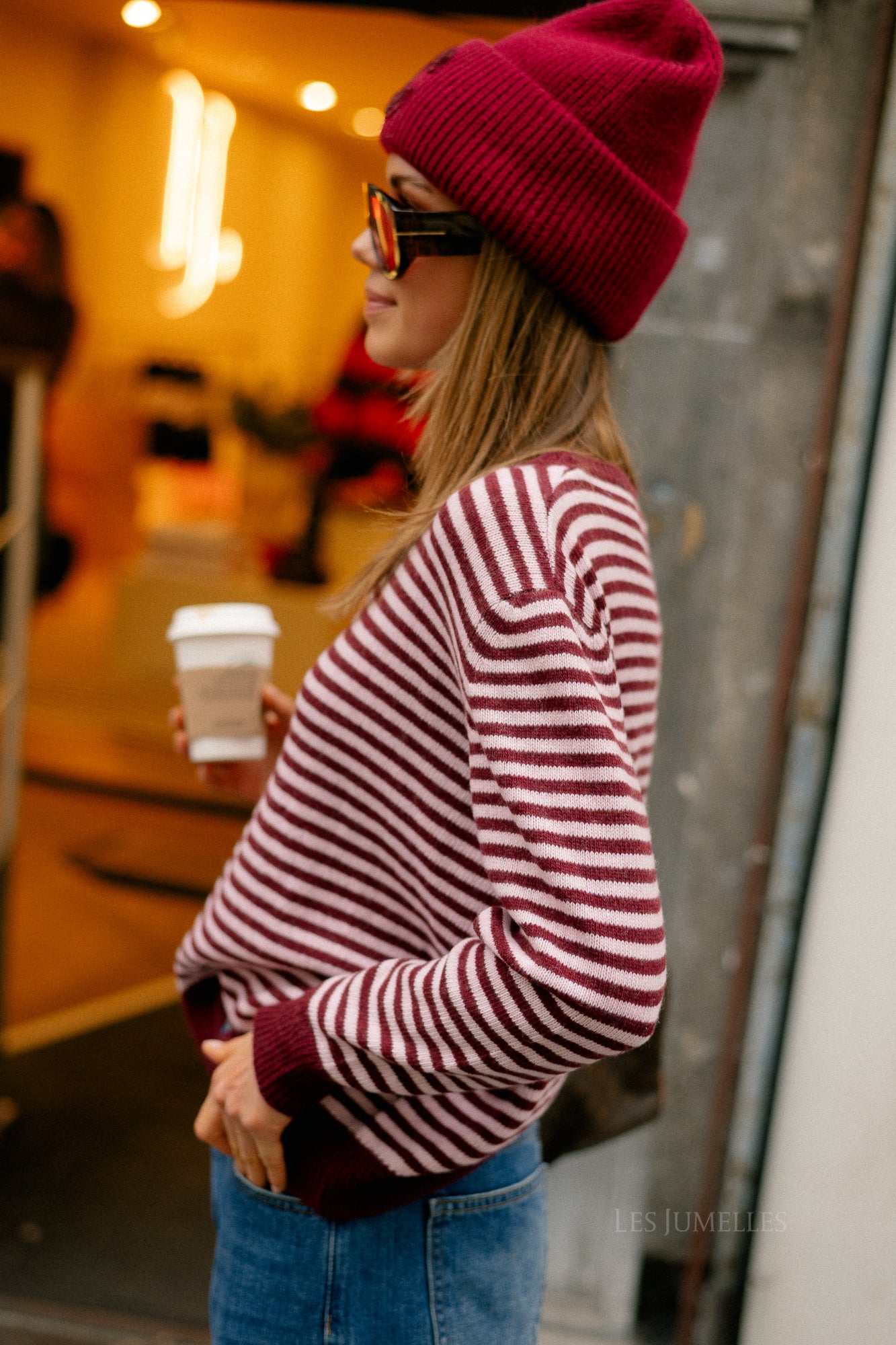 Florence striped jumper pink/burgundy